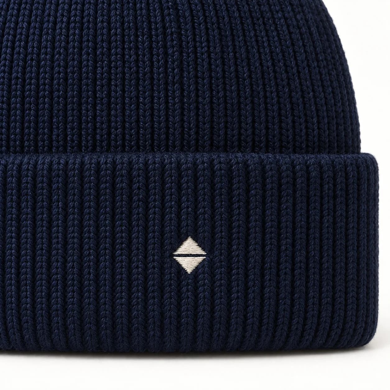 Private-Label Ribbed Logo Beanie - trim reference (AI development concept)