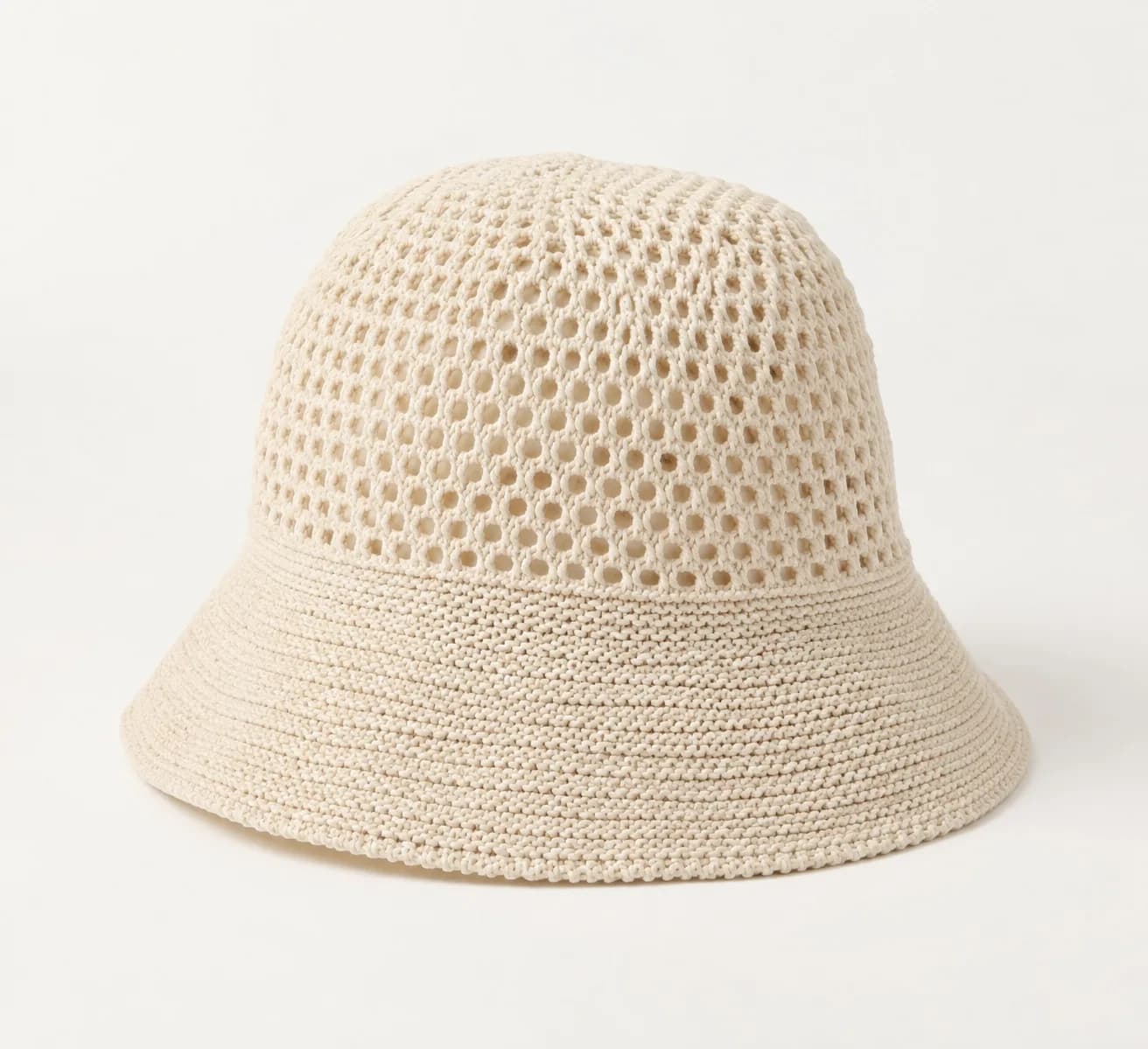 Summer Openwork Knit Bucket Hat - front reference (AI development concept)