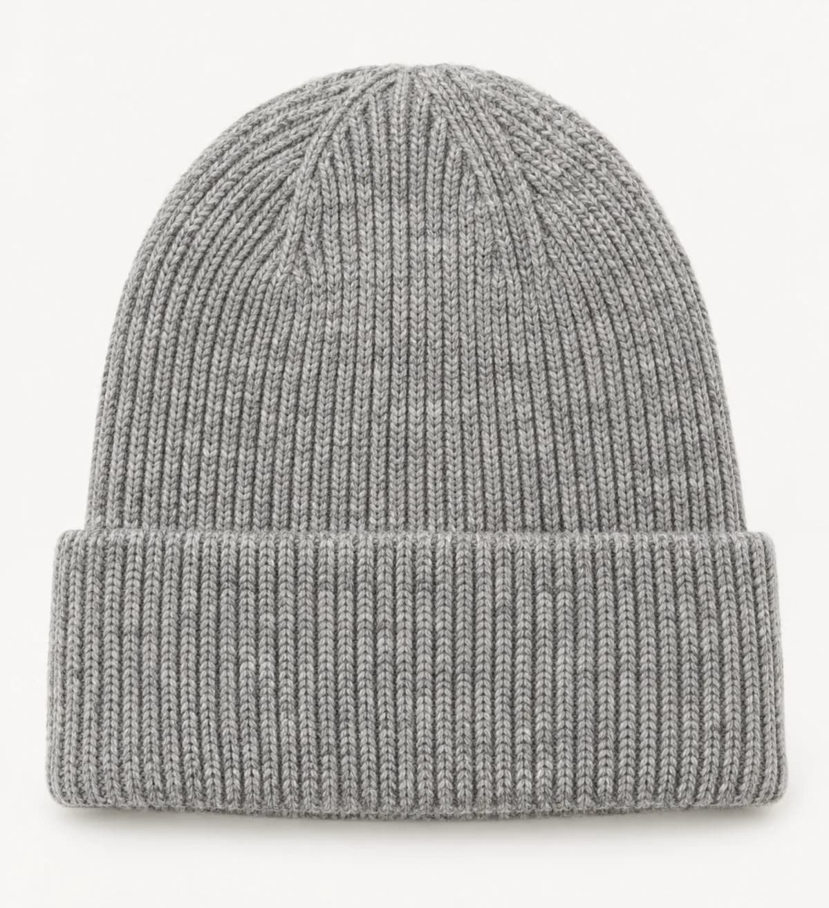 Recycled-Yarn Ribbed Beanie Development - front reference (AI development concept)