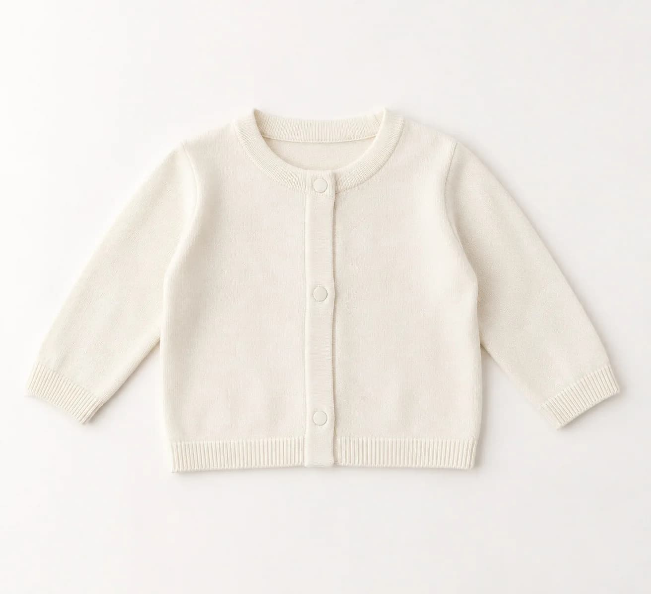 Organic-Cotton Baby Cardigan Development - front reference (AI development concept)