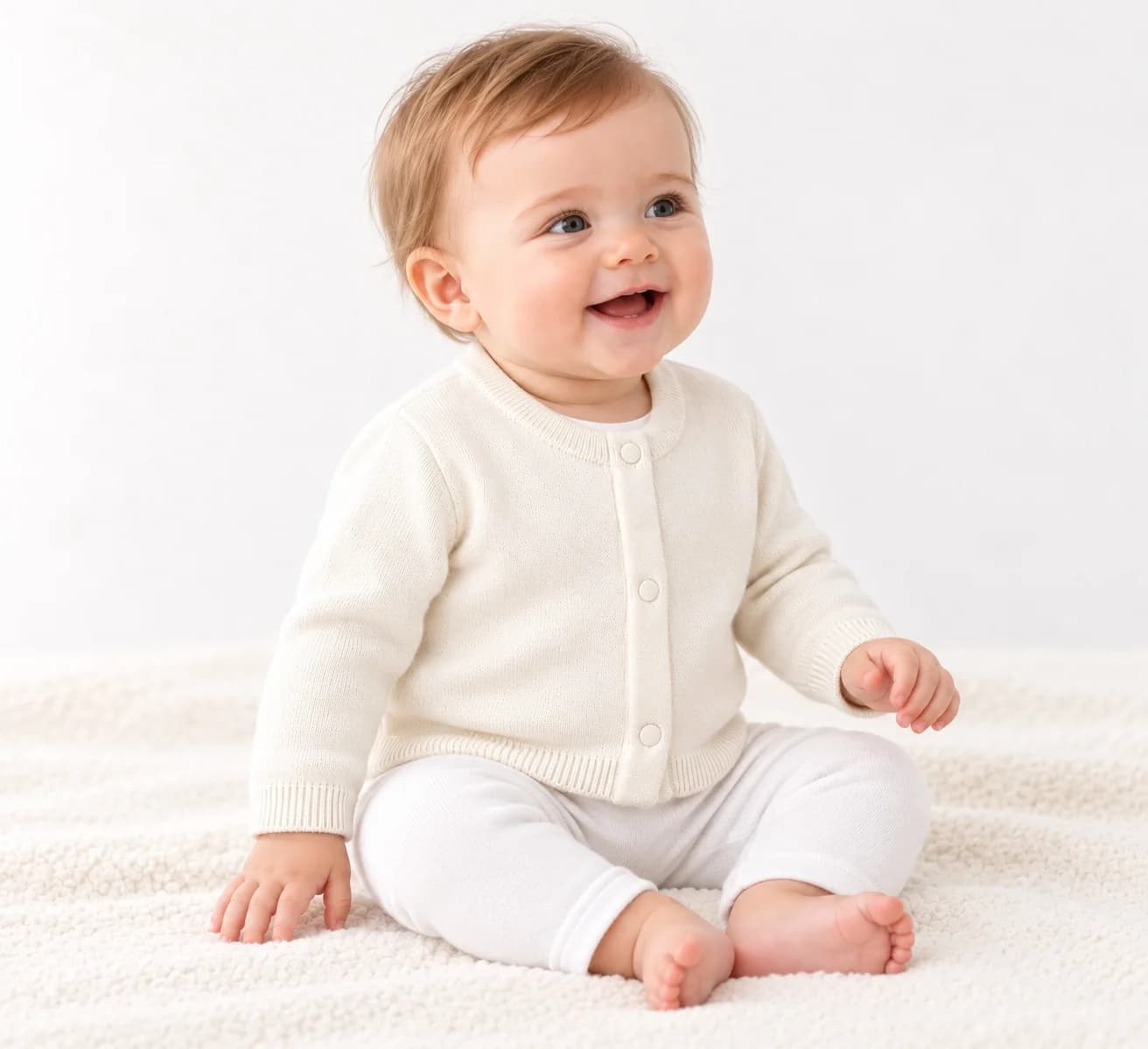 Organic-Cotton Baby Cardigan Development - side reference (AI development concept)