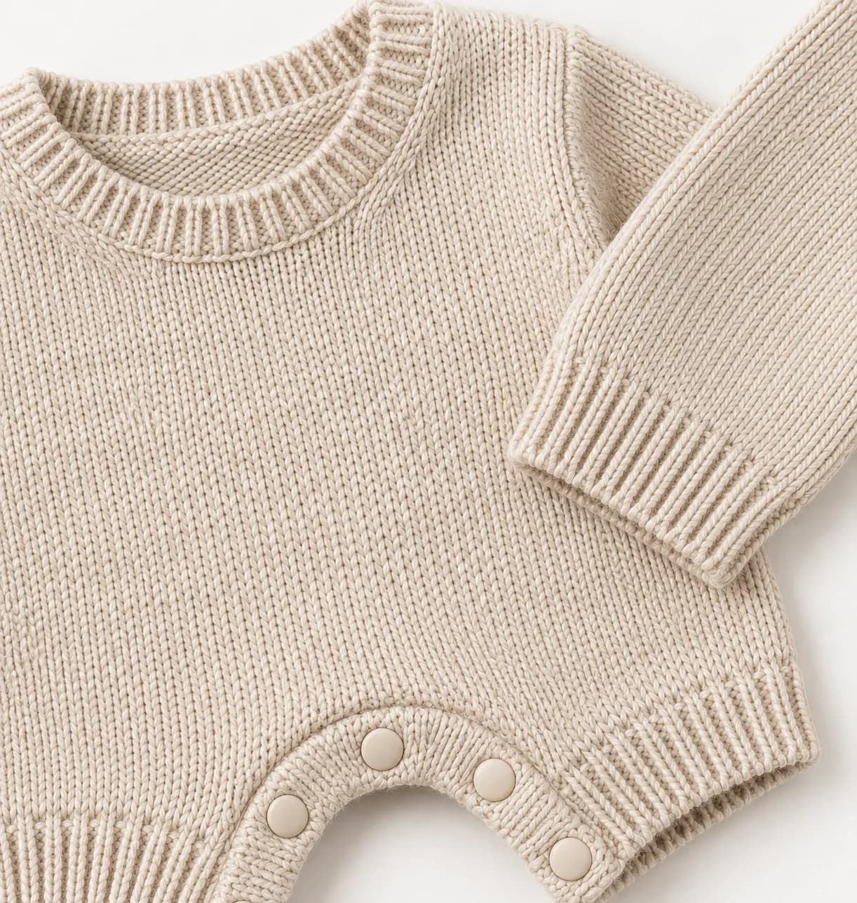 Baby Knit Romper with Crotch Fastening - texture reference (AI development concept)