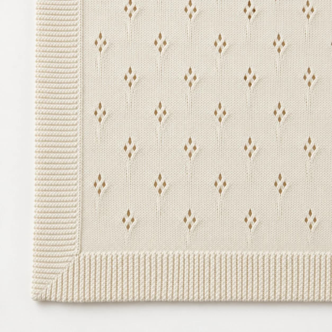 Pointelle Cotton Baby Blanket Development - trim reference (AI development concept)