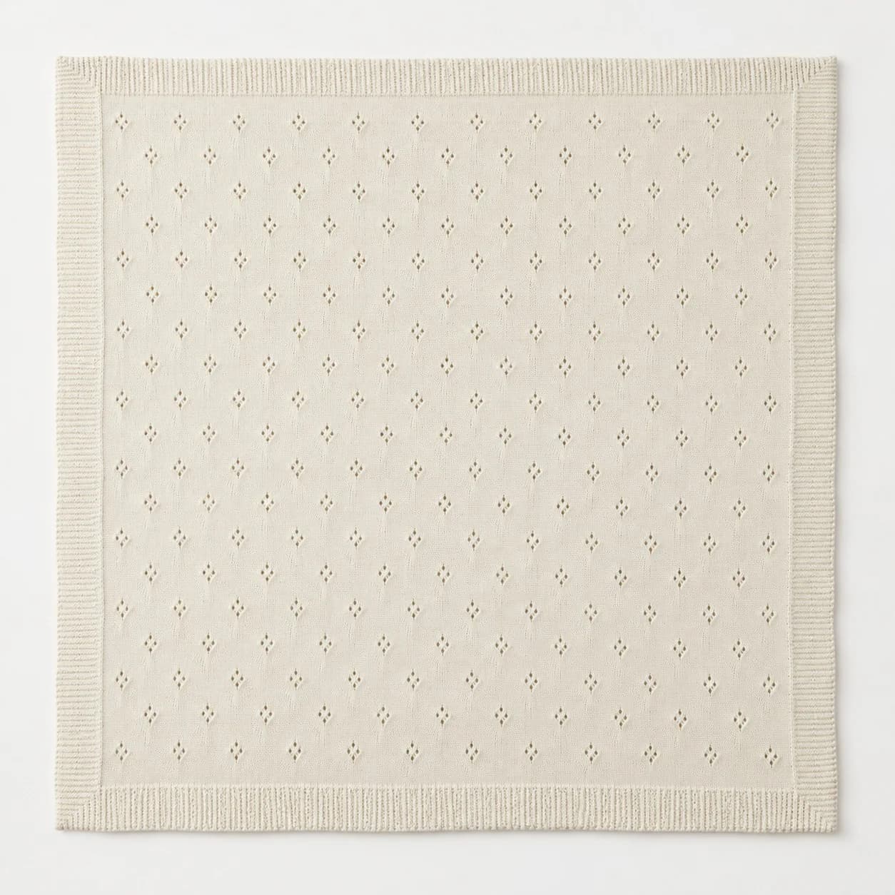 Pointelle Cotton Baby Blanket Development - front reference (AI development concept)
