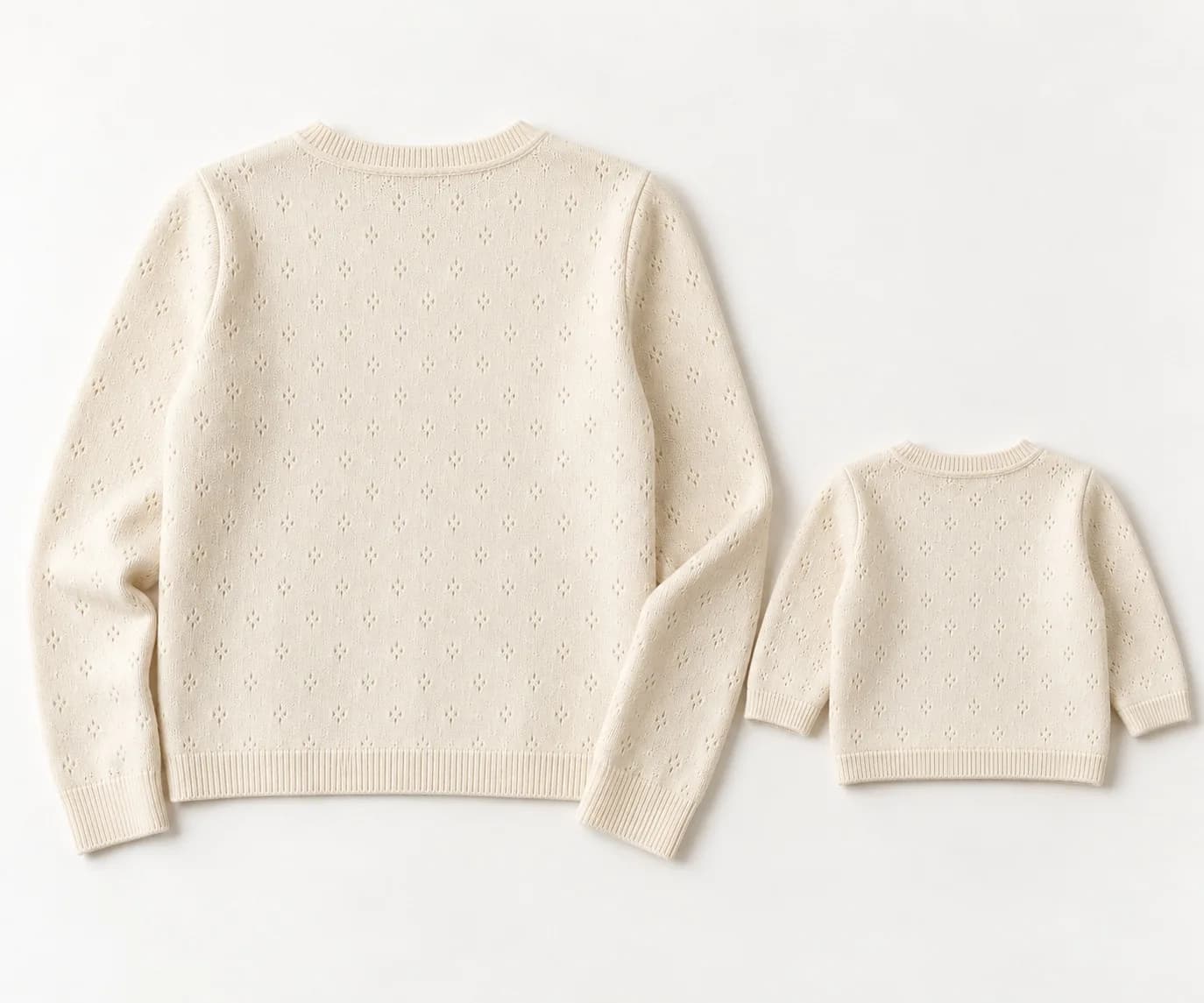 Mother and Baby Matching Knit Cardigans - back reference (AI development concept)