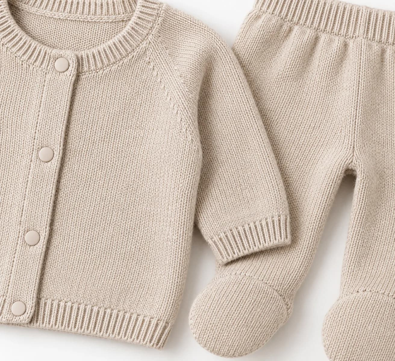 Baby Cardigan and Footed-Trouser Knit Set - texture reference (AI development concept)