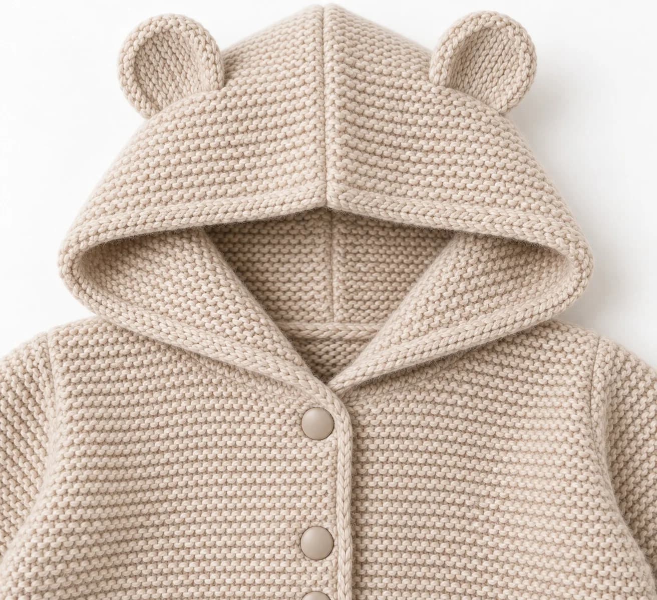 Baby Ear-Hood Knit Jacket - texture reference (AI development concept)