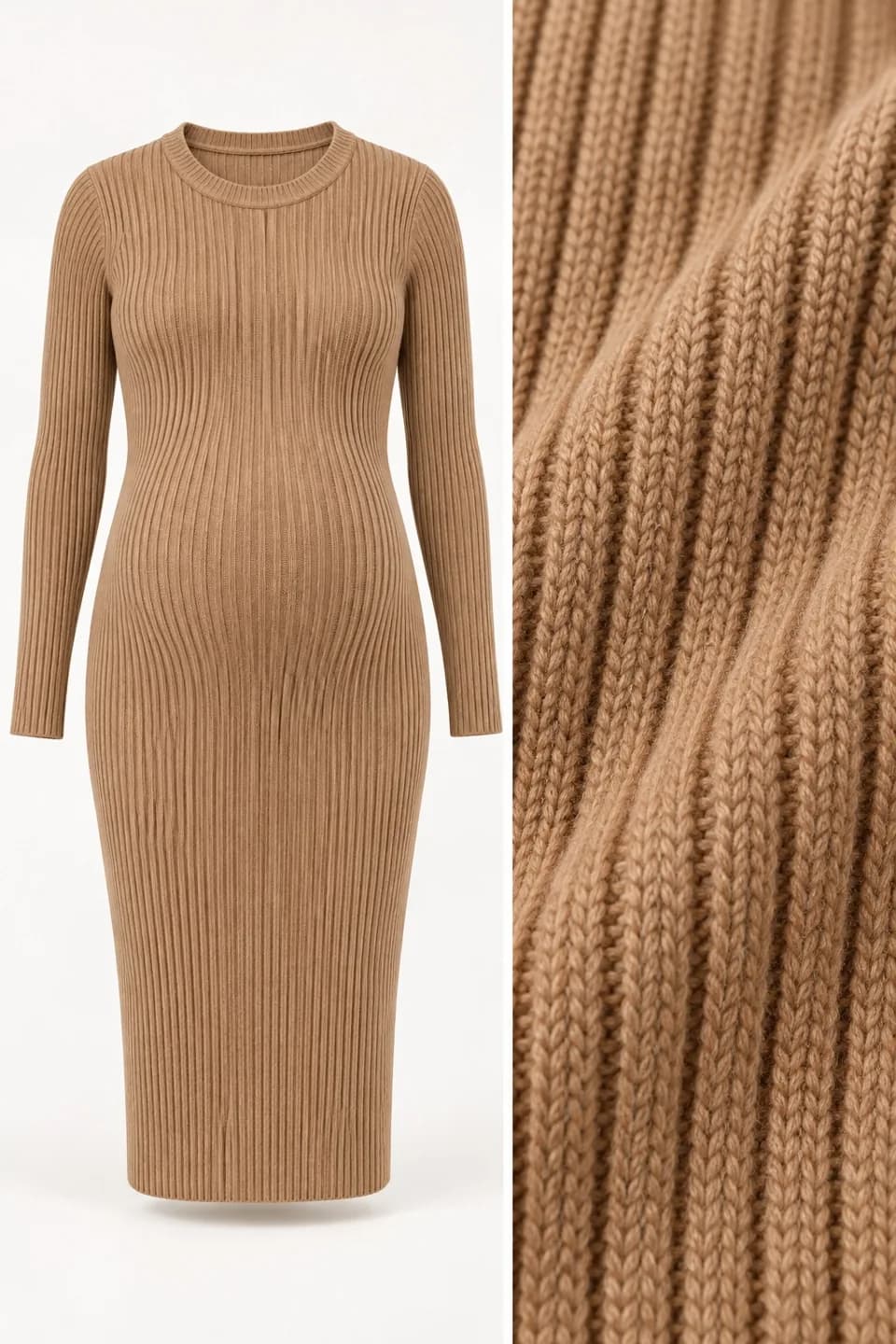 Maternity Rib-Stretch Knit Dress - texture reference (AI development concept)