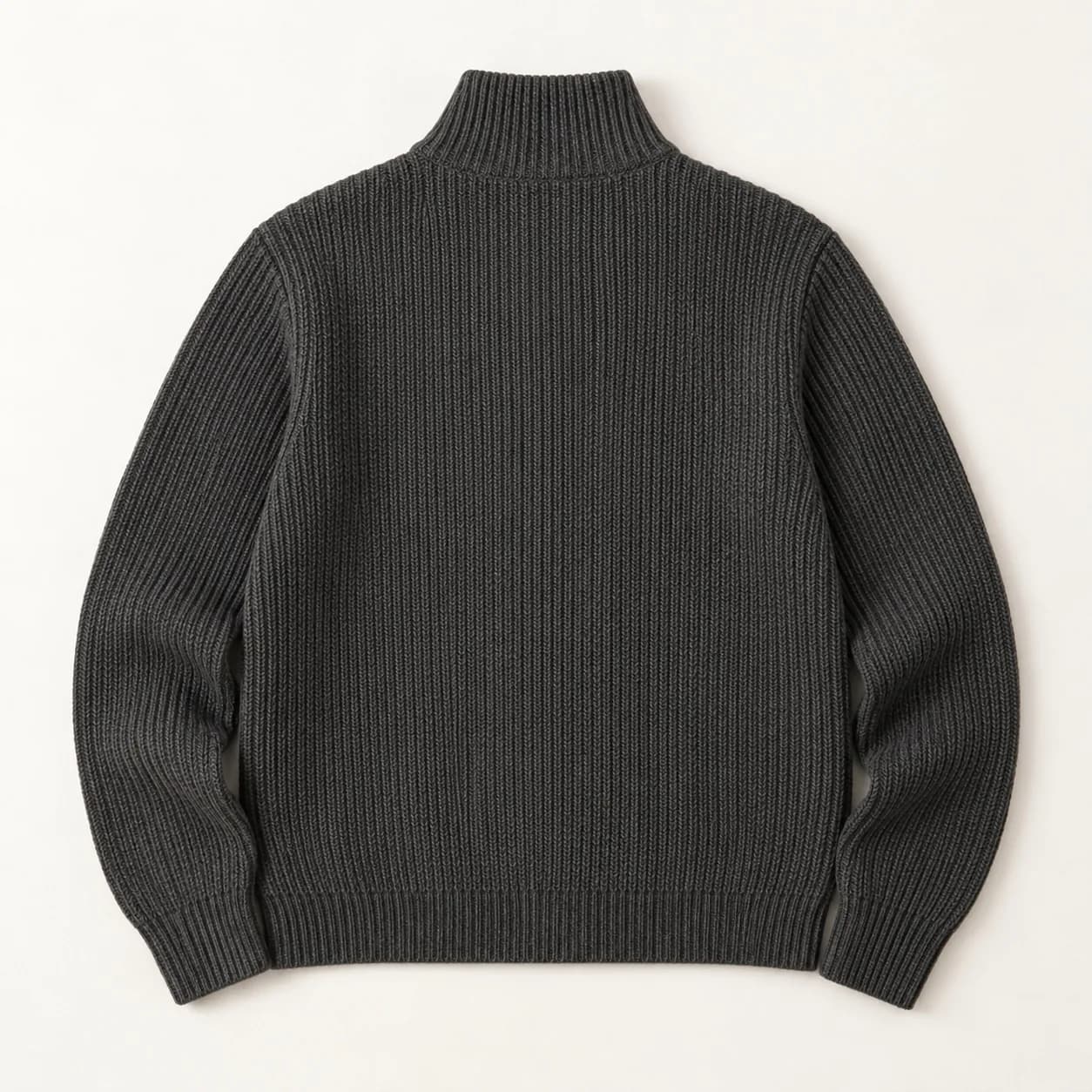 Men's Ribbed Two-Way Zip Stand-Collar Cardigan - back reference (AI development concept)