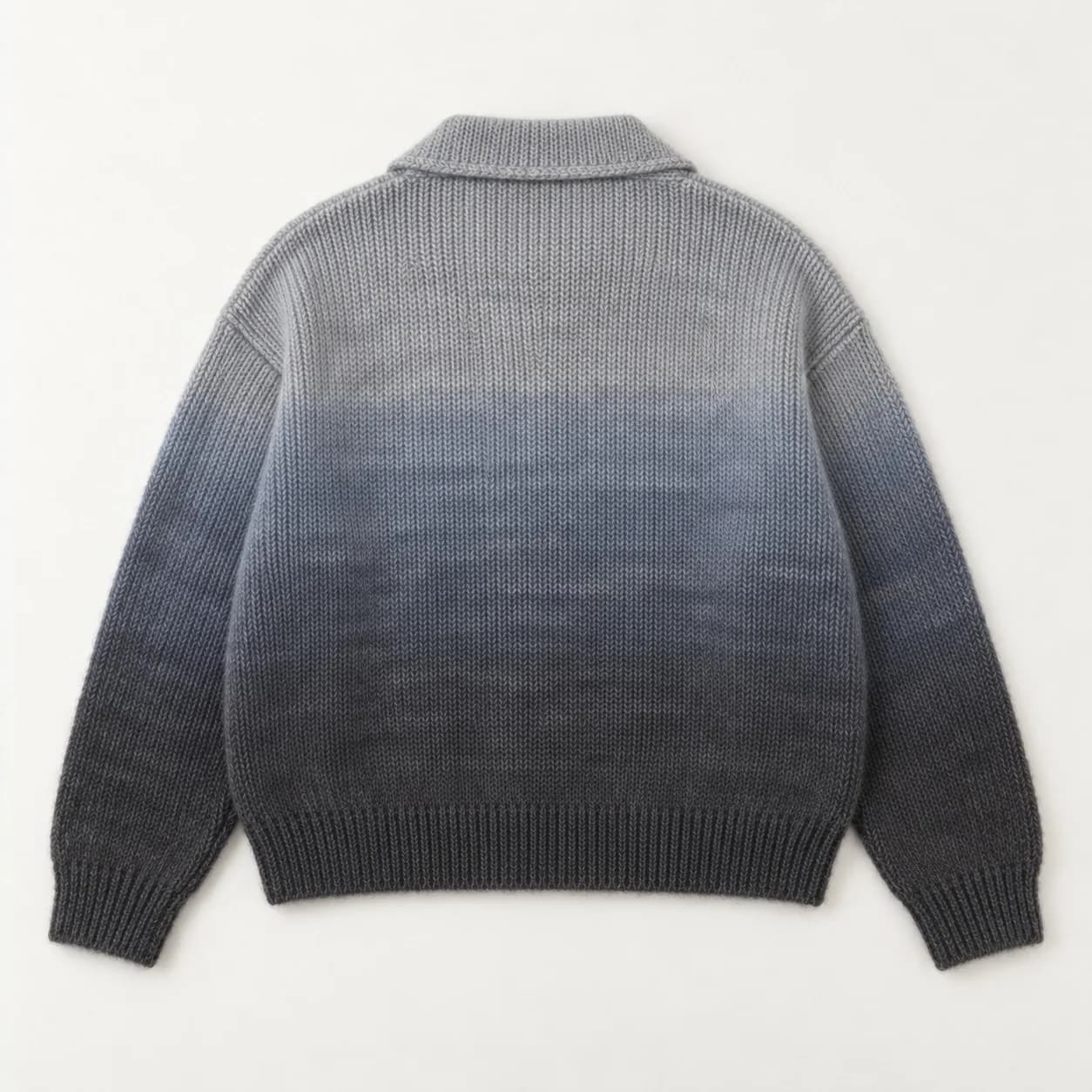 Men's Brushed Mohair-Blend Ombre Zip Cardigan - back reference (AI development concept)