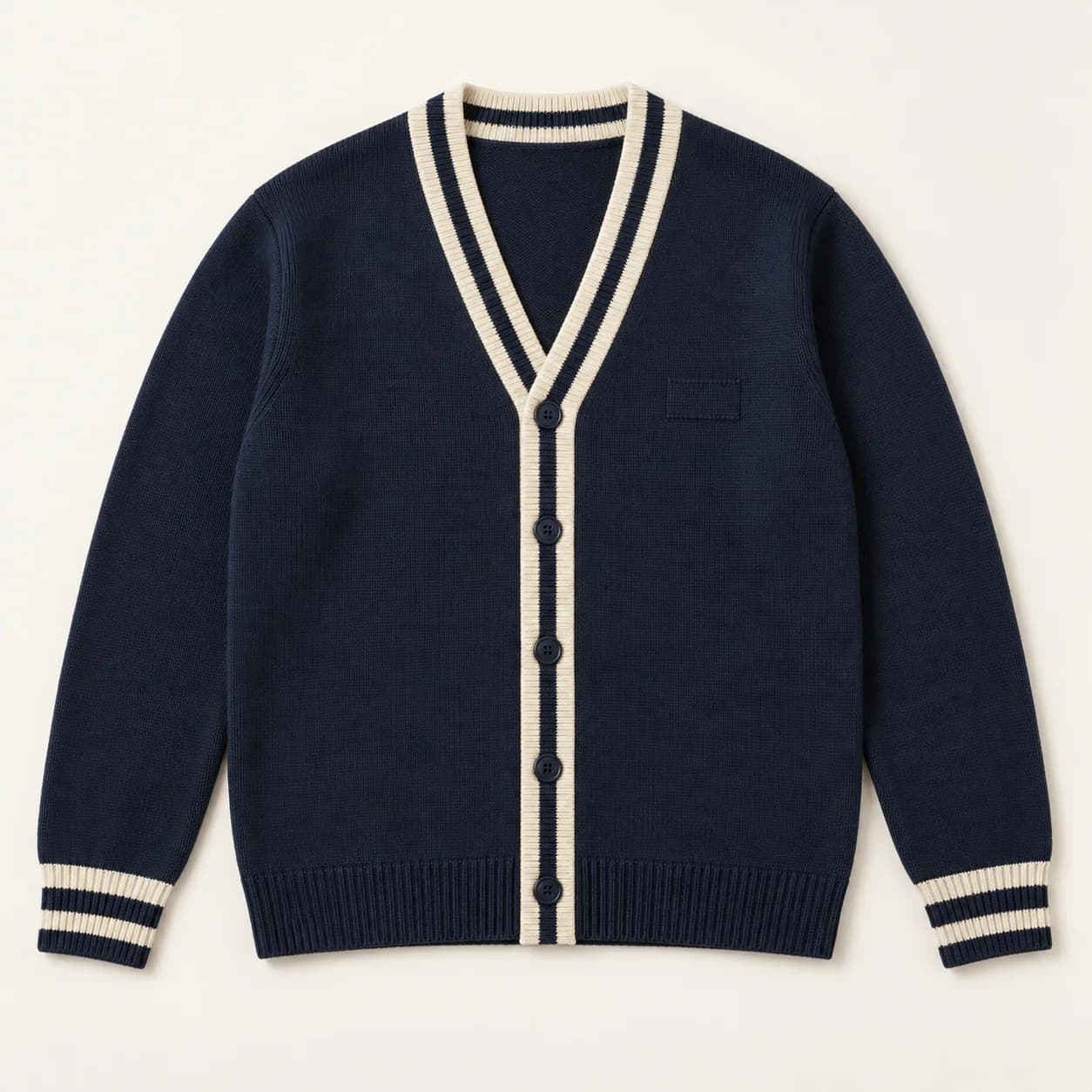 Men's Tipped V-Neck Varsity Cardigan - front reference (AI development concept)