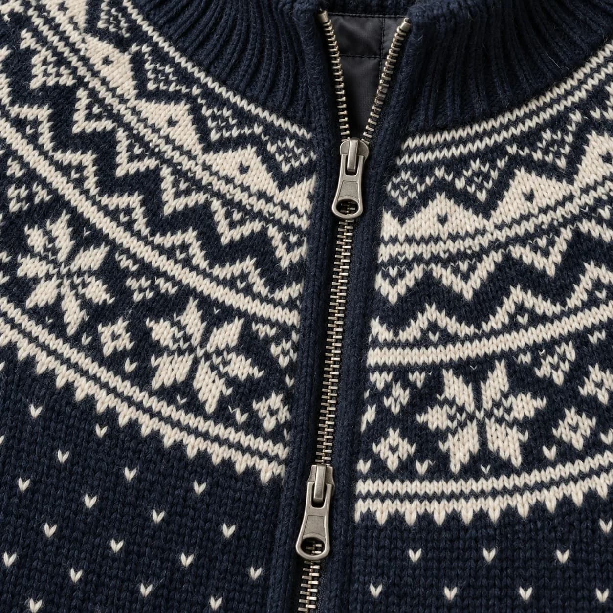 Mens Lined Nordic Jacquard Zip Cardigan - texture reference (AI development concept)