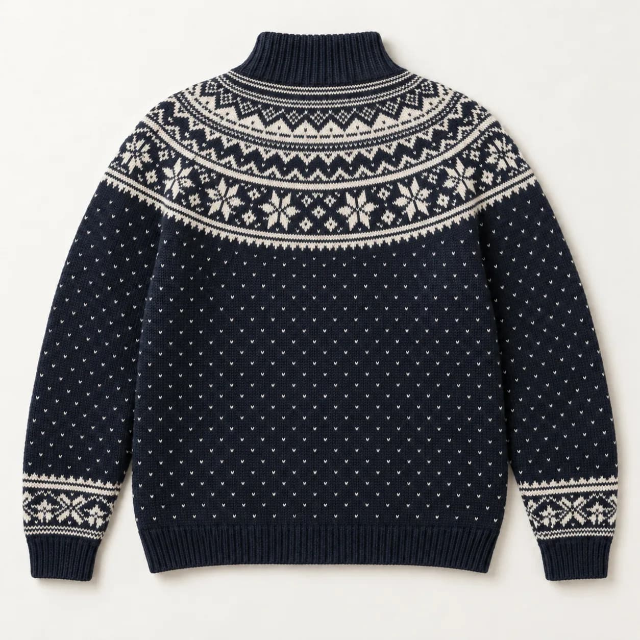 Mens Lined Nordic Jacquard Zip Cardigan - back reference (AI development concept)