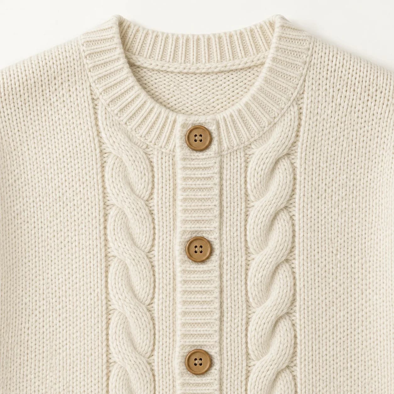 Men's Wool-Blend Cable-Placket Crew Cardigan - trim reference (AI development concept)