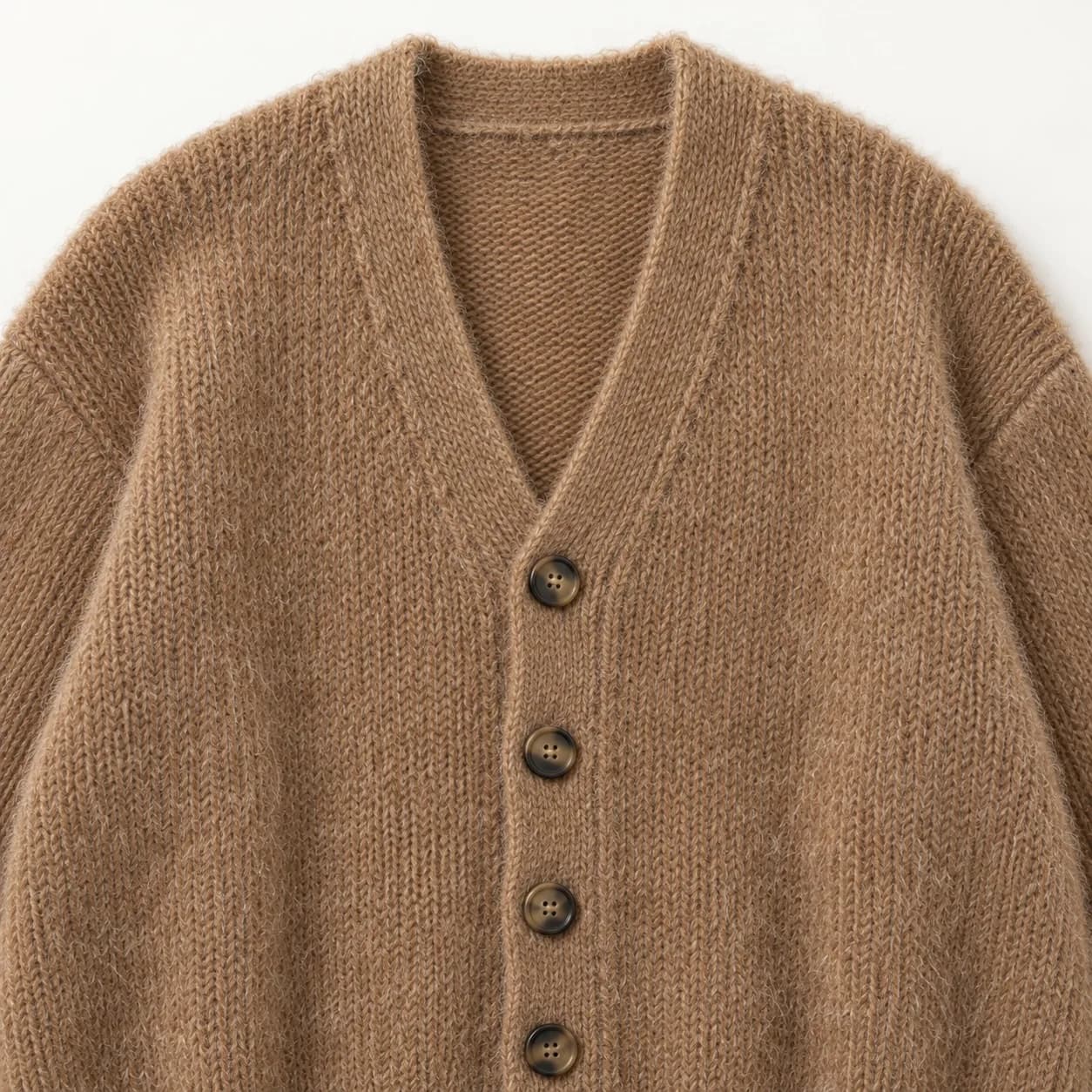 Men's Relaxed Alpaca-Blend V-Neck Cardigan - trim reference (AI development concept)