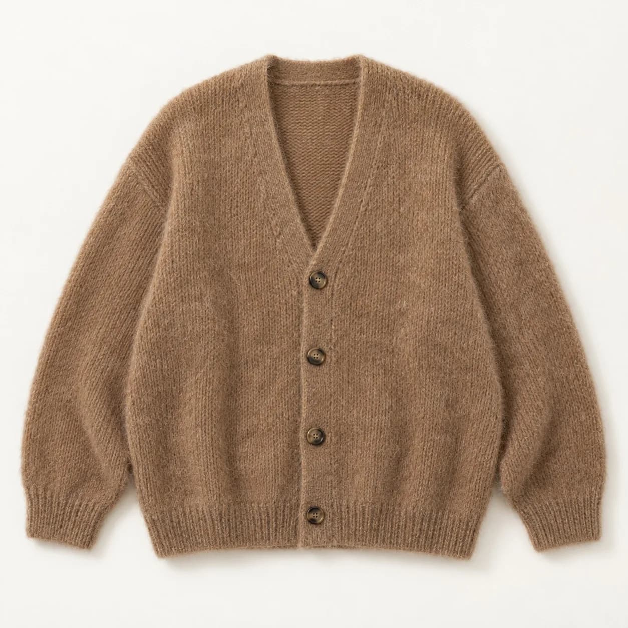 Men's Relaxed Alpaca-Blend V-Neck Cardigan - front reference (AI development concept)