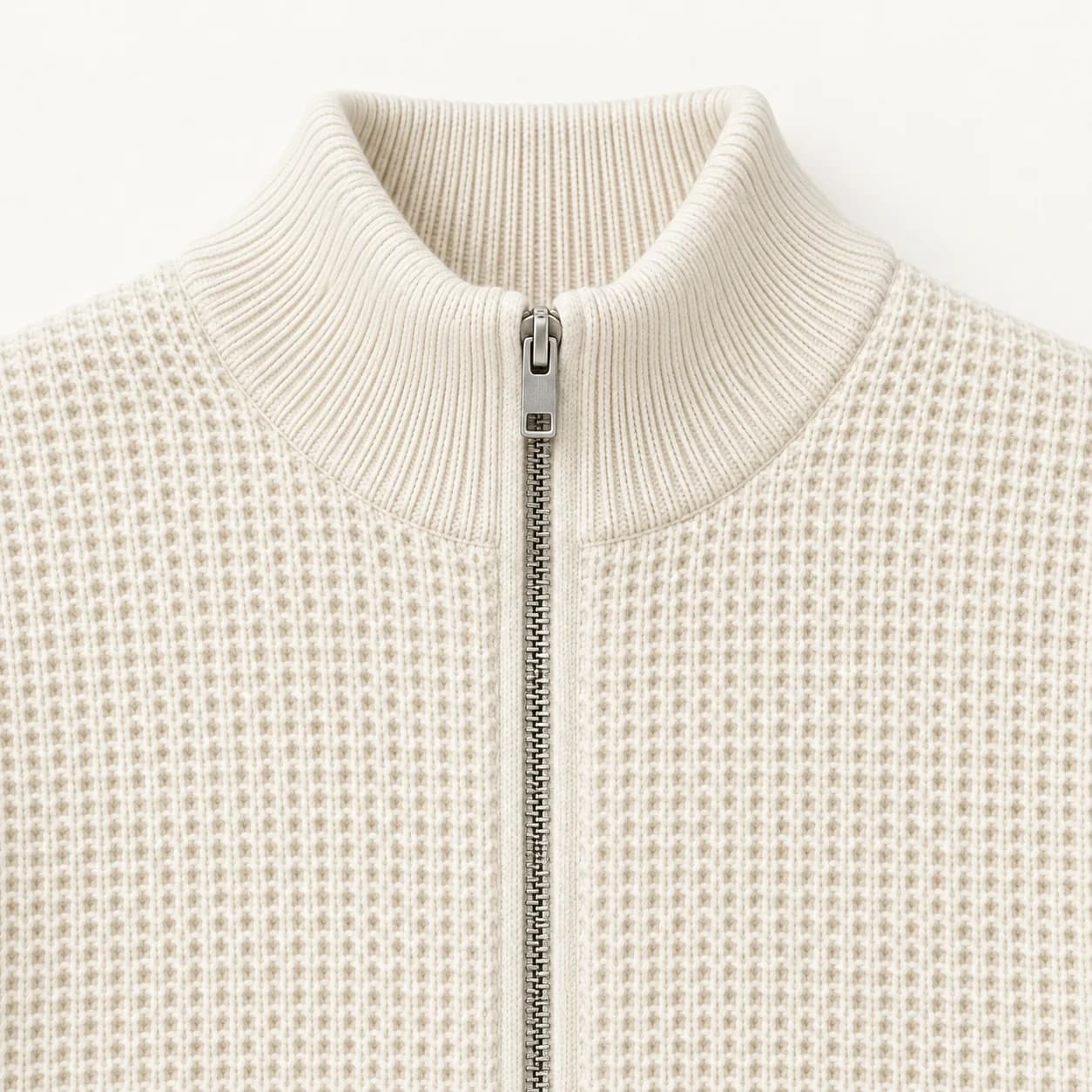 Men's Cotton Waffle Full-Zip Cardigan - trim reference (AI development concept)