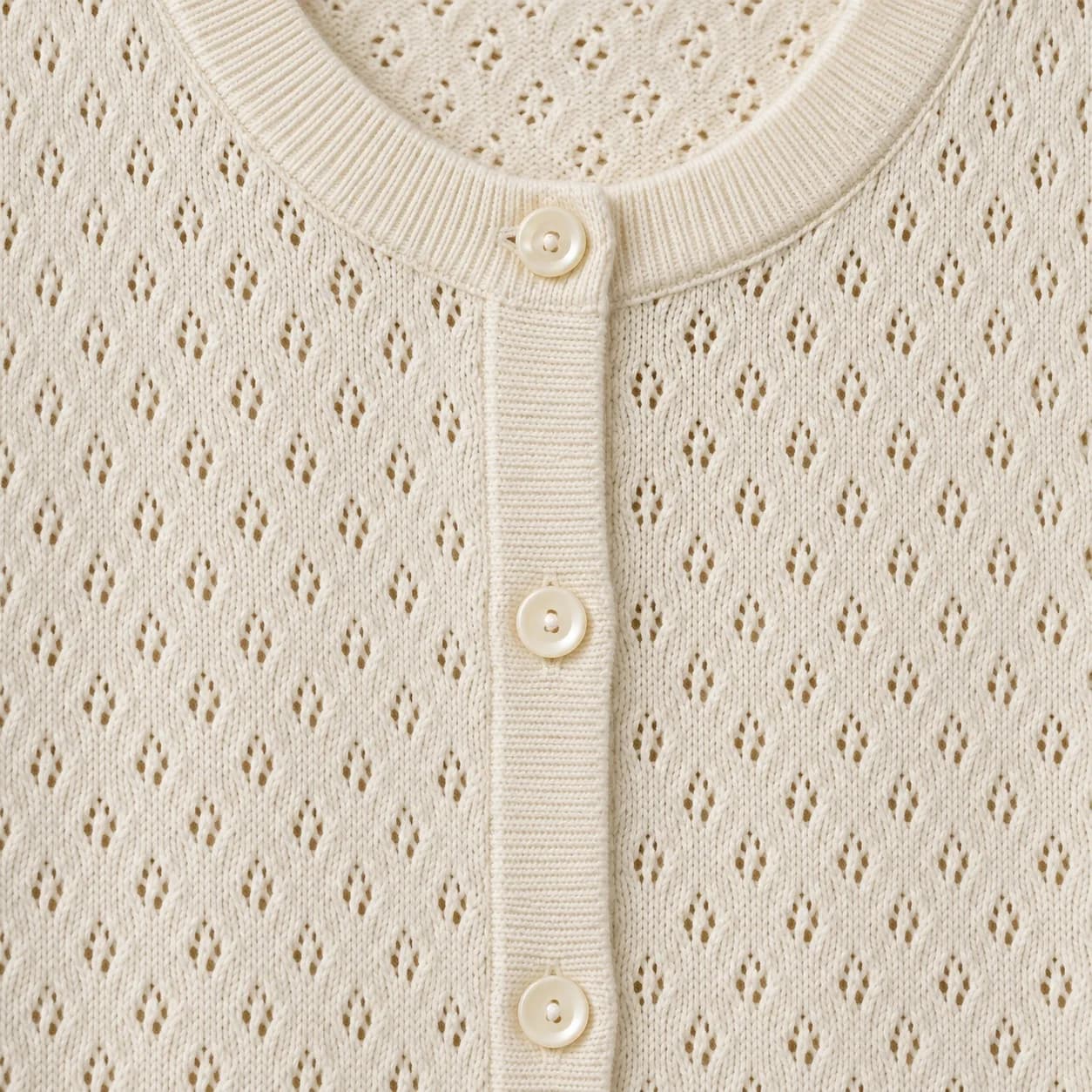Men's Pointelle Open-Knit Crew Cardigan - texture reference (AI development concept)