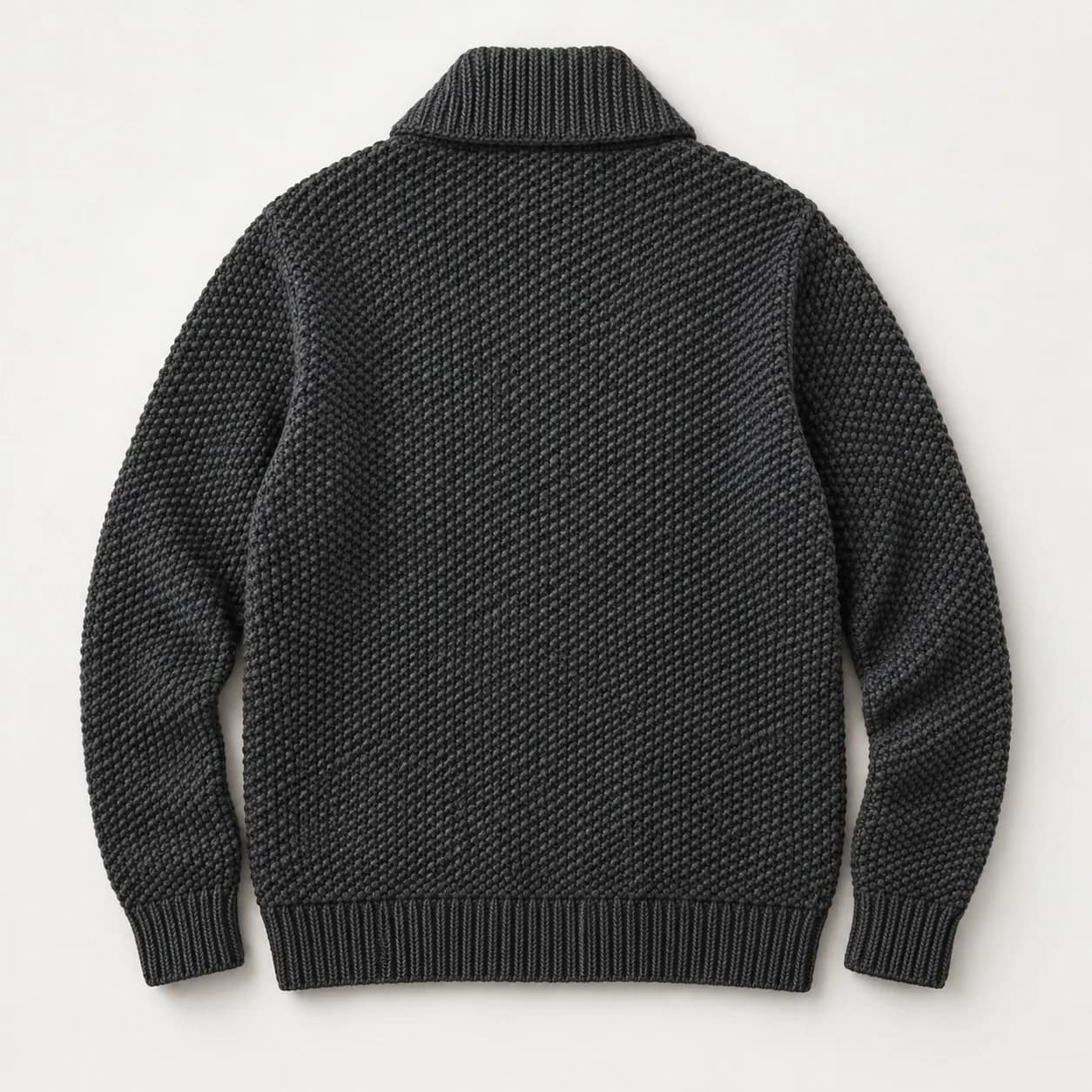 Men's Pearl-Stitch Shawl-Collar Zip Cardigan - back reference (AI development concept)