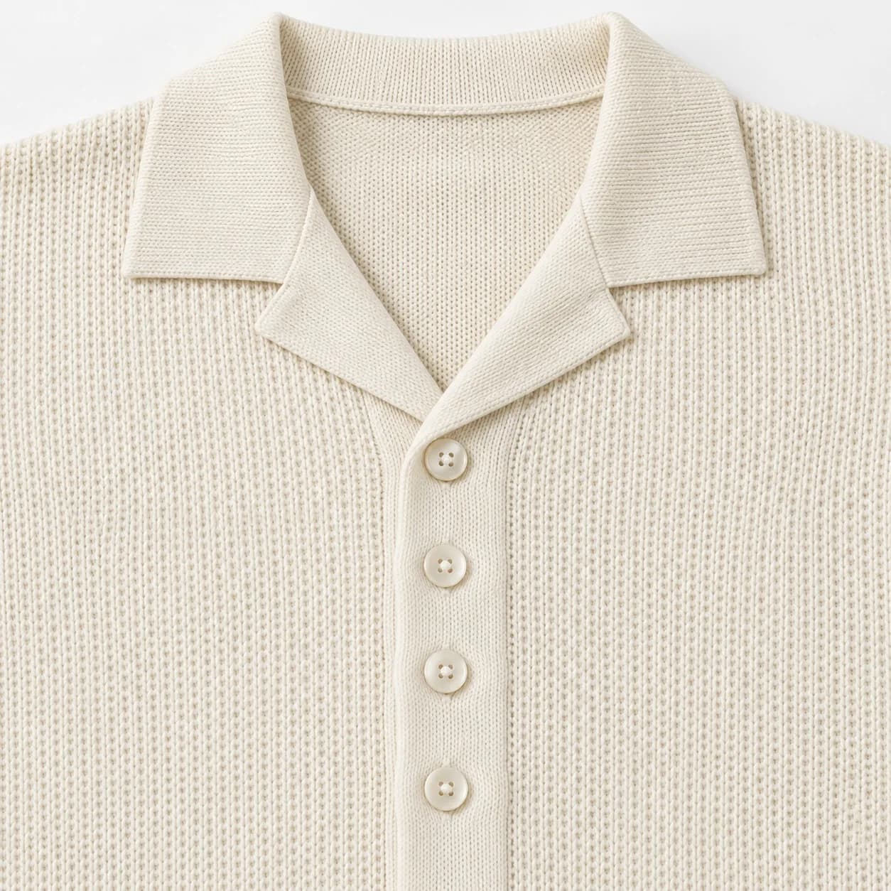 Men's Short-Sleeve Camp-Collar Knit Shirt - trim reference (AI development concept)