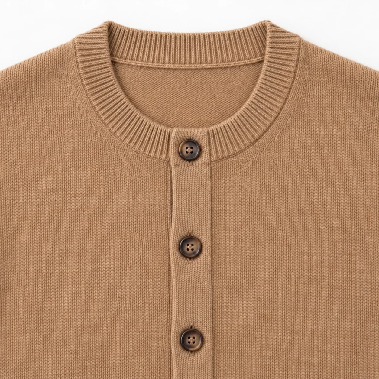 Men's Wool-Cashmere Crew-Neck Cardigan - trim reference (AI development concept)
