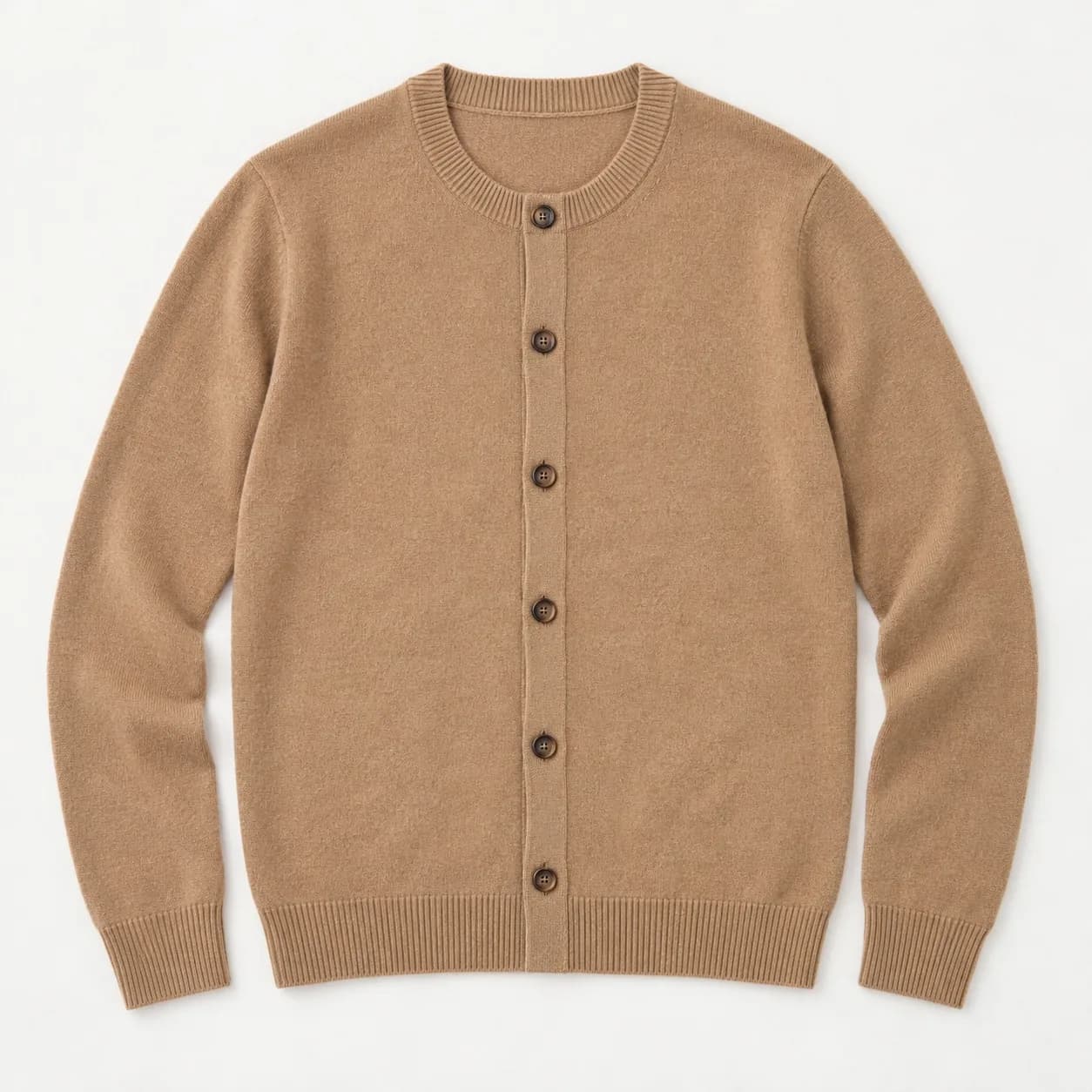 Men's Wool-Cashmere Crew-Neck Cardigan - front reference (AI development concept)