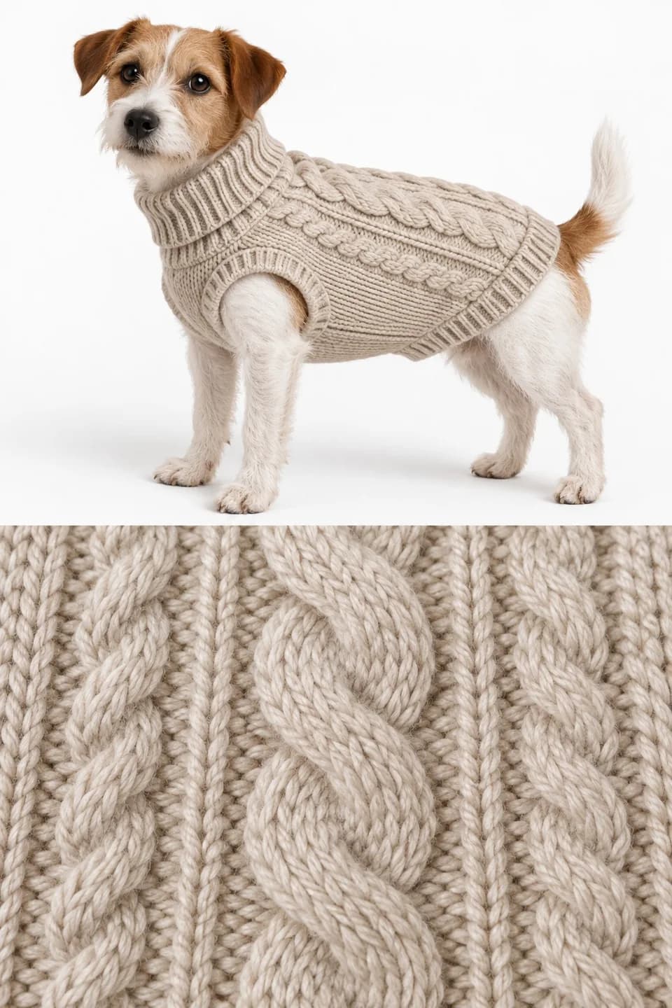 Owner-Matching Dog Cable Turtleneck - texture reference (AI development concept)