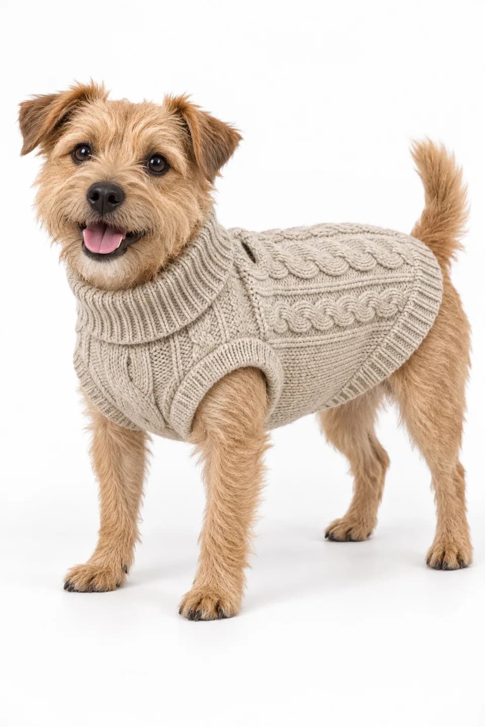 Owner-Matching Dog Cable Turtleneck - model or use reference (AI development concept)