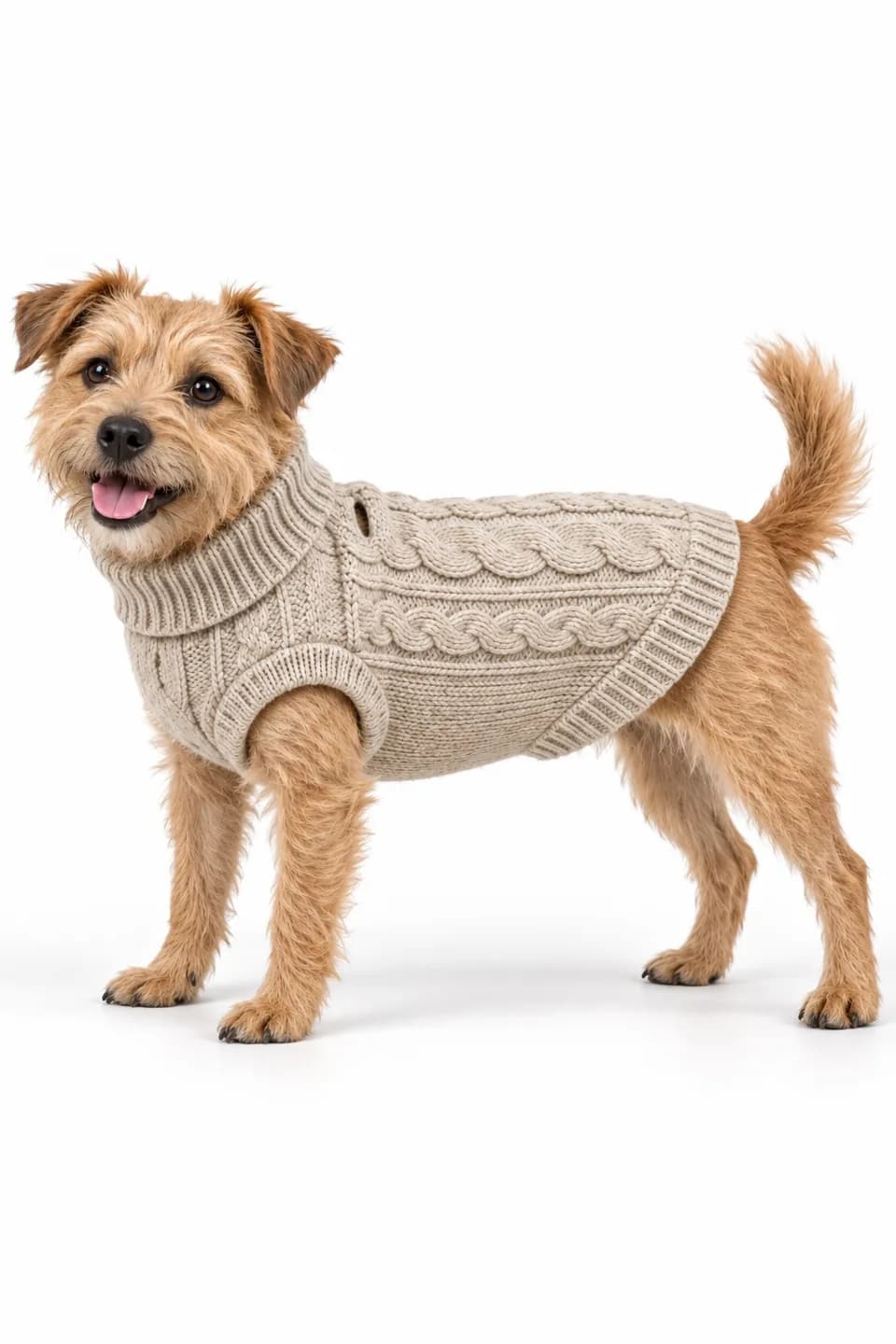 Owner-Matching Dog Cable Turtleneck - side reference (AI development concept)