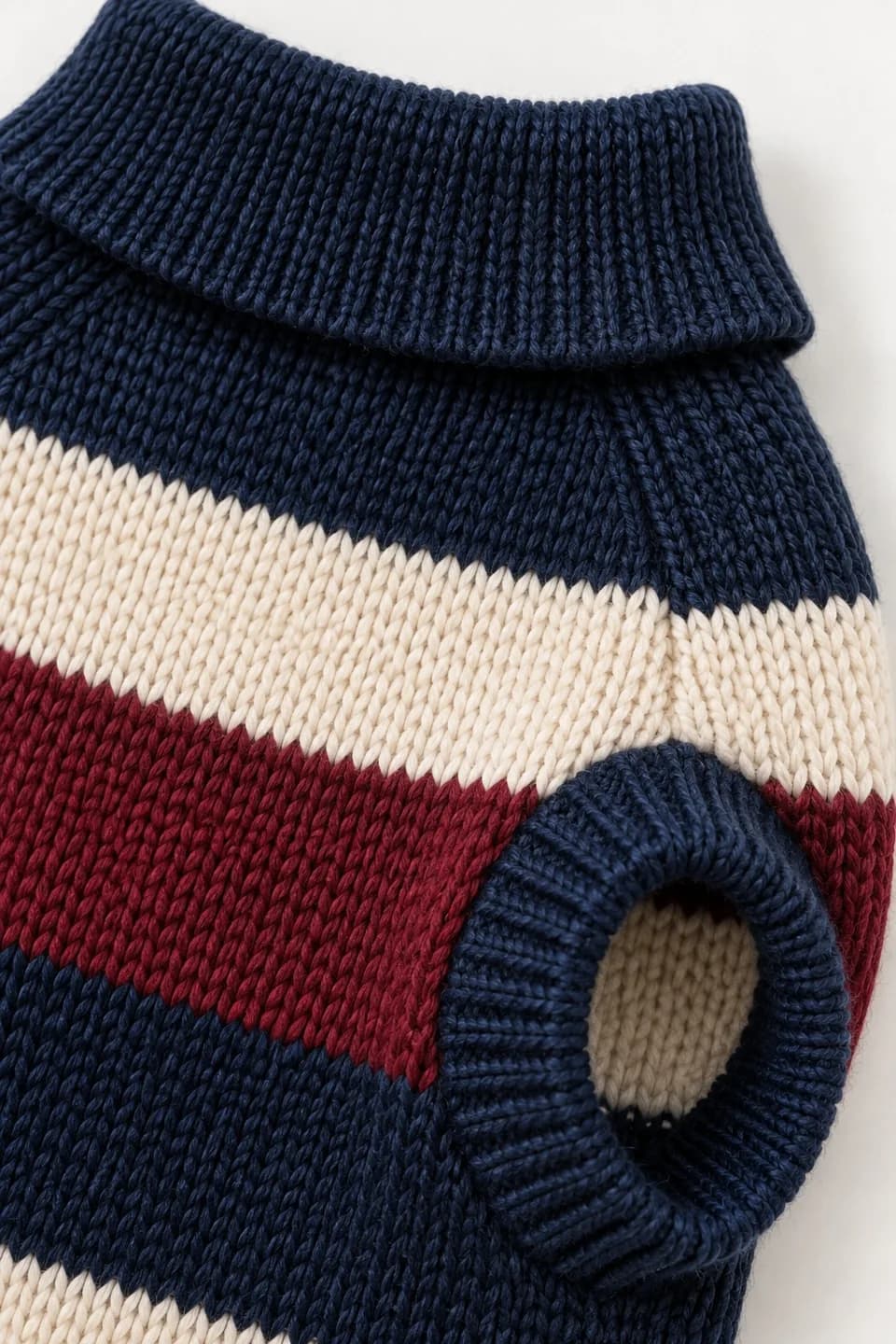 Rugby-Stripe Collared Dog Sweater - trim reference (AI development concept)