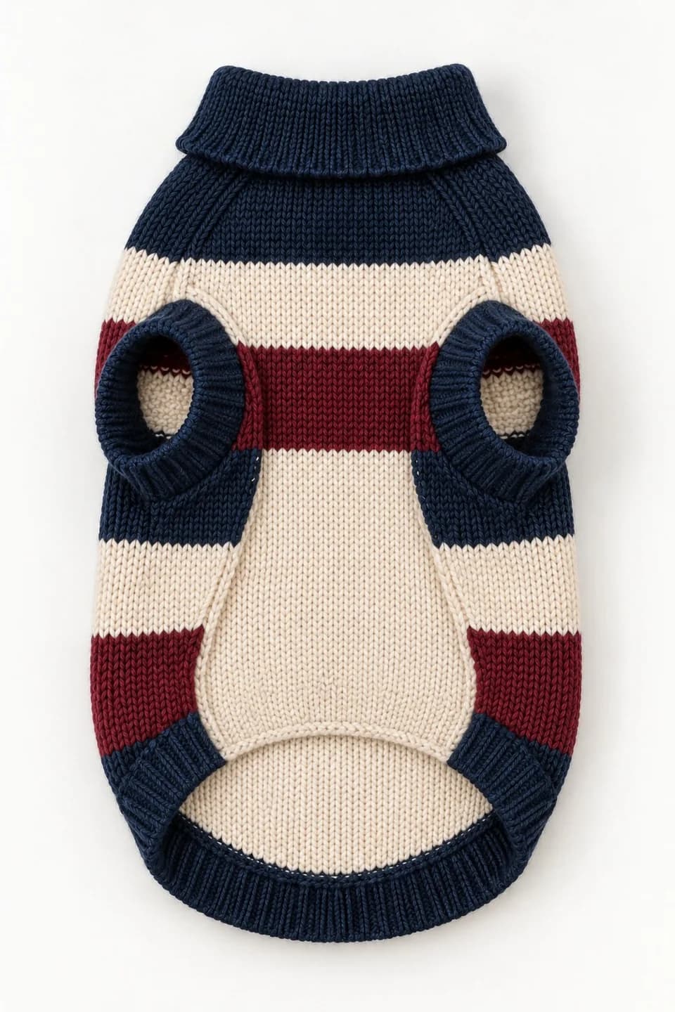 Rugby-Stripe Collared Dog Sweater - back reference (AI development concept)