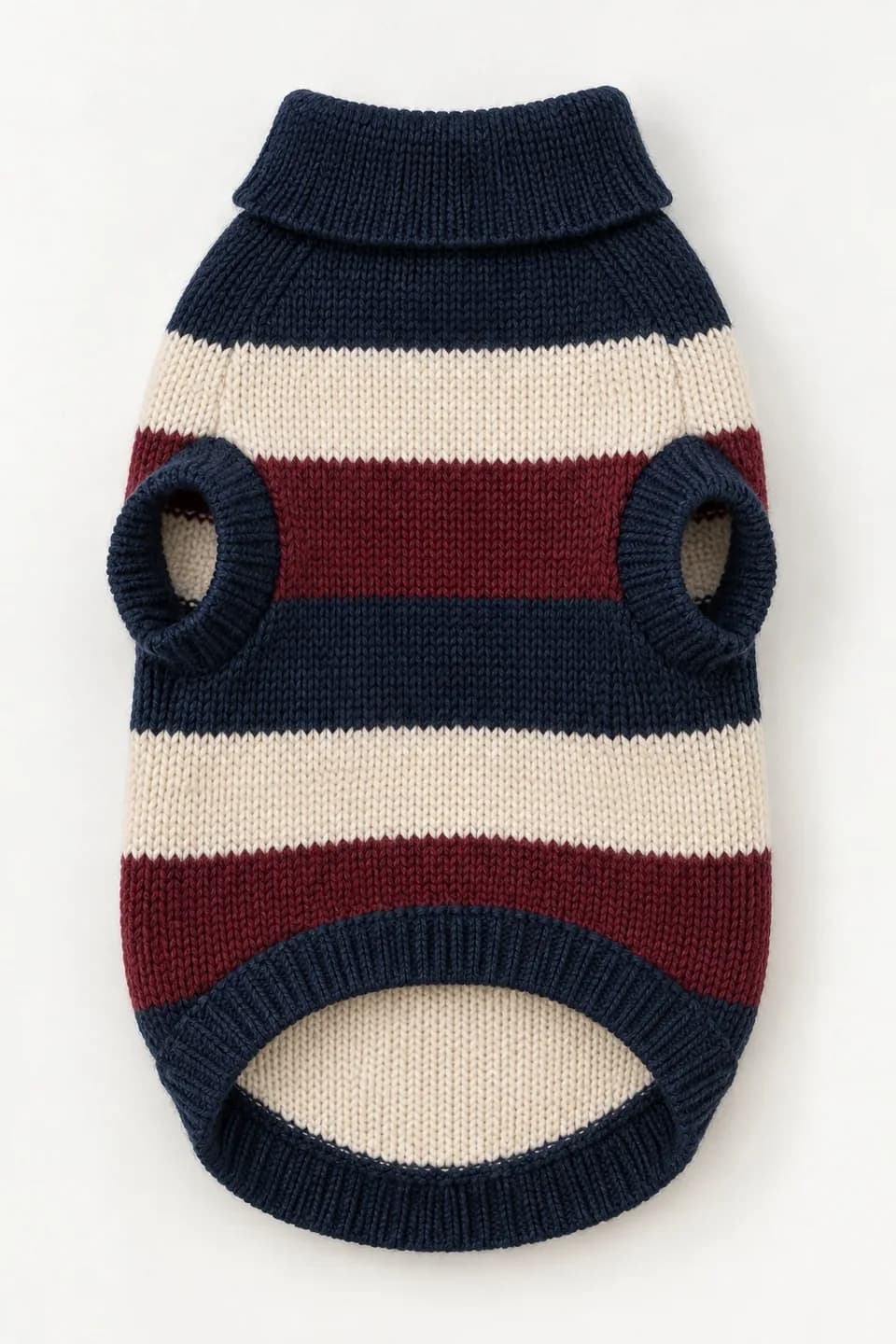 Rugby-Stripe Collared Dog Sweater - front reference (AI development concept)