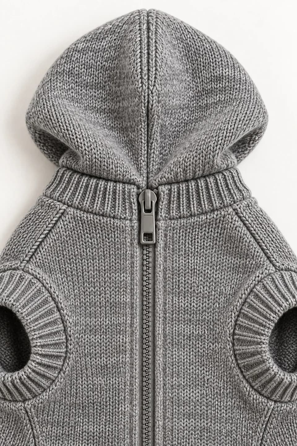 Back-Zip Knit Dog Hoodie - trim reference (AI development concept)