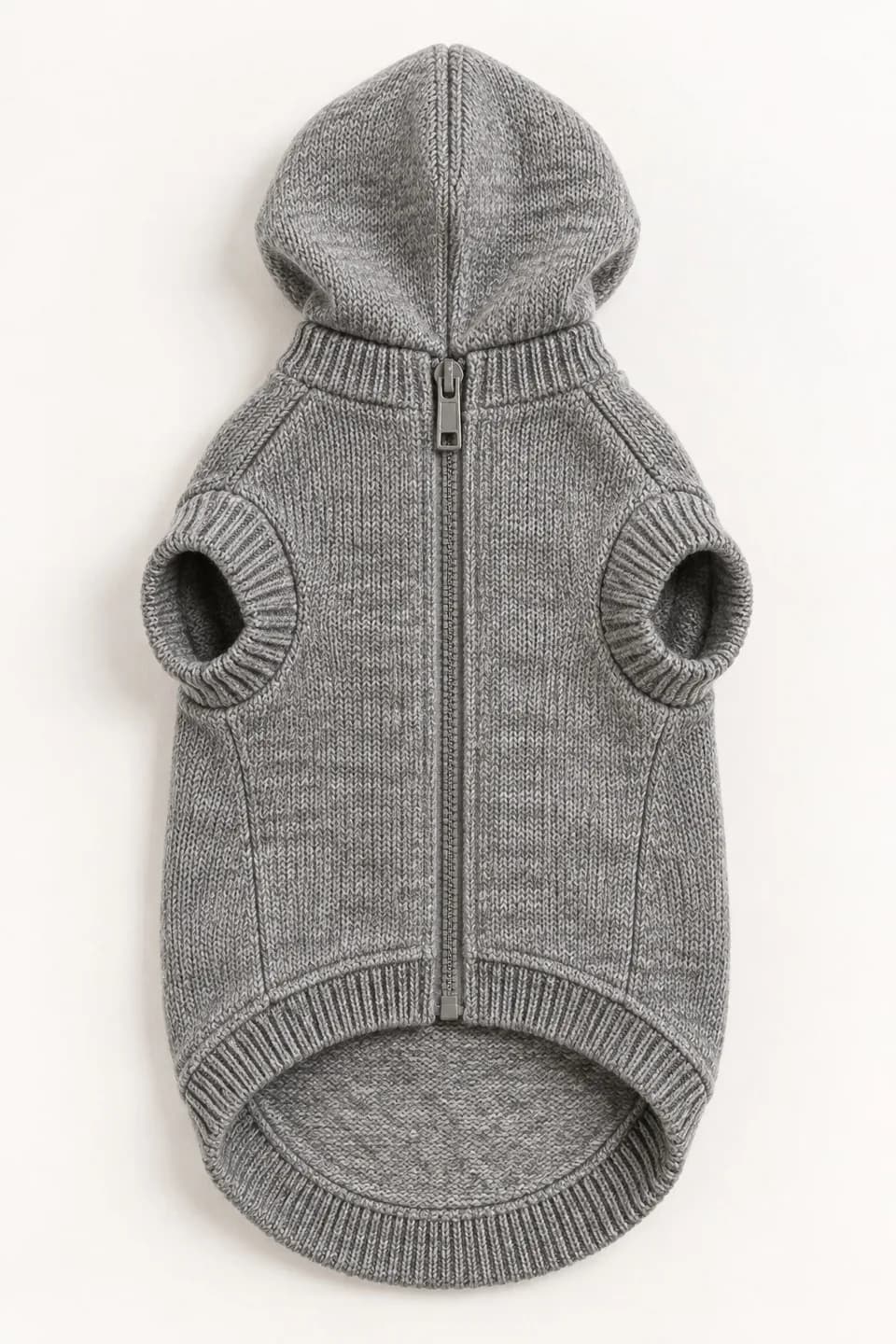 Back-Zip Knit Dog Hoodie - front reference (AI development concept)