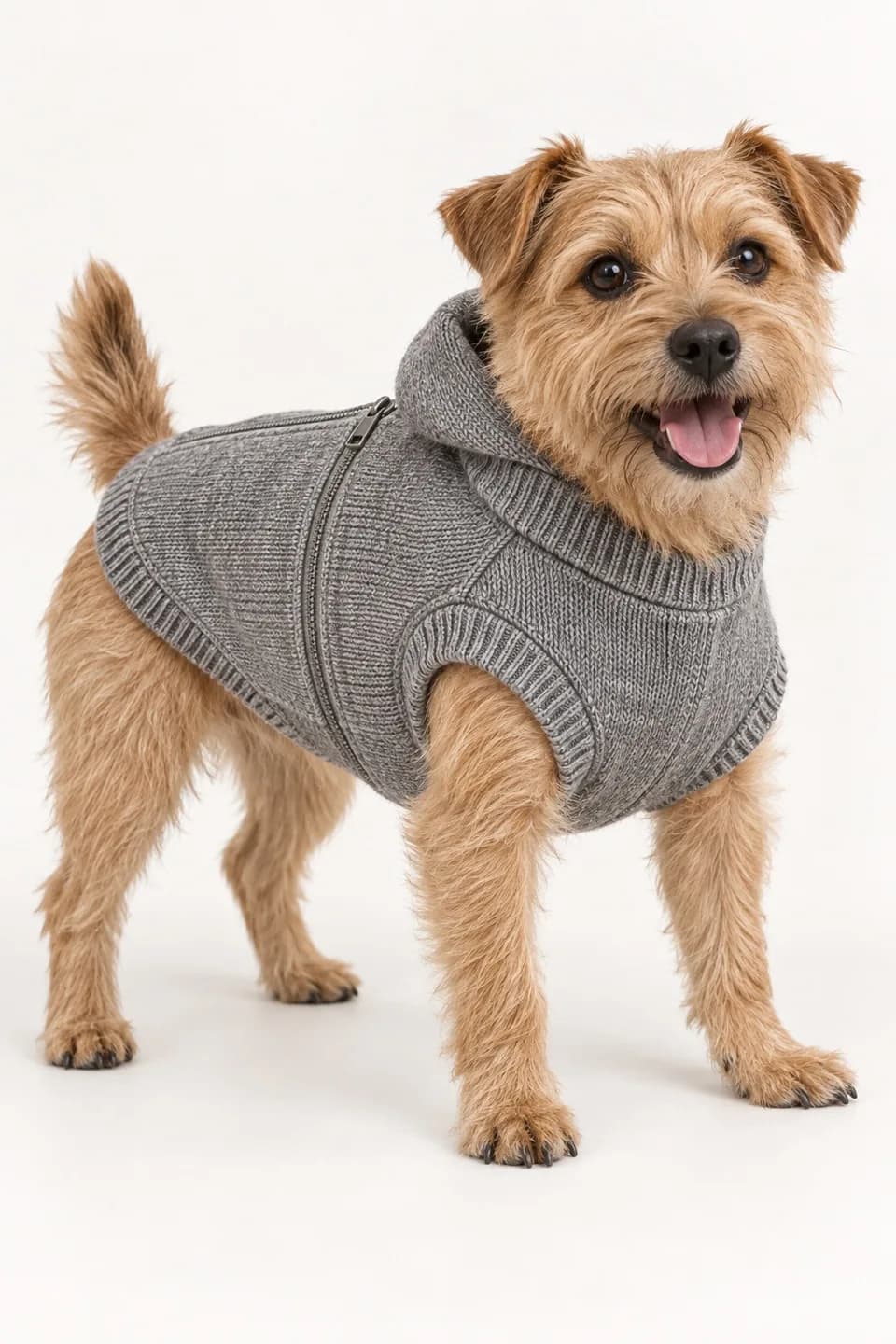 Back-Zip Knit Dog Hoodie - model or use reference (AI development concept)