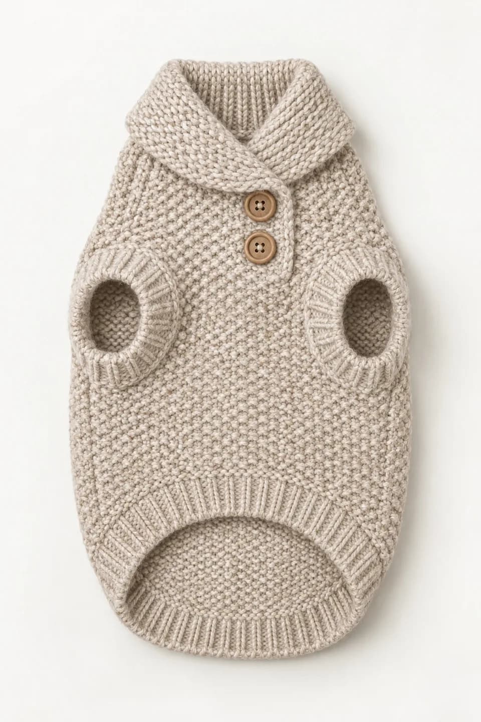 Shawl-Collar Dog Cardigan-Style Sweater - front reference (AI development concept)