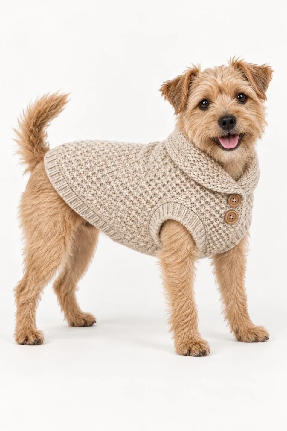 Shawl-Collar Dog Cardigan-Style Sweater - side reference (AI development concept)