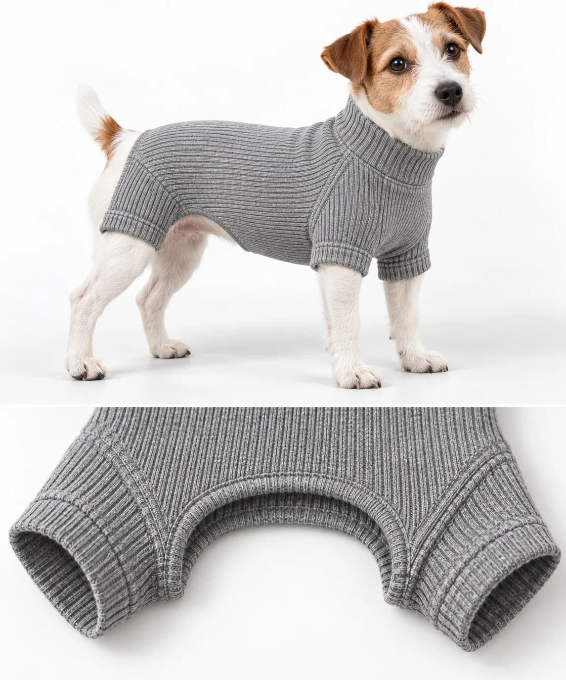Rib-Knit Dog Bodysuit - trim reference (AI development concept)