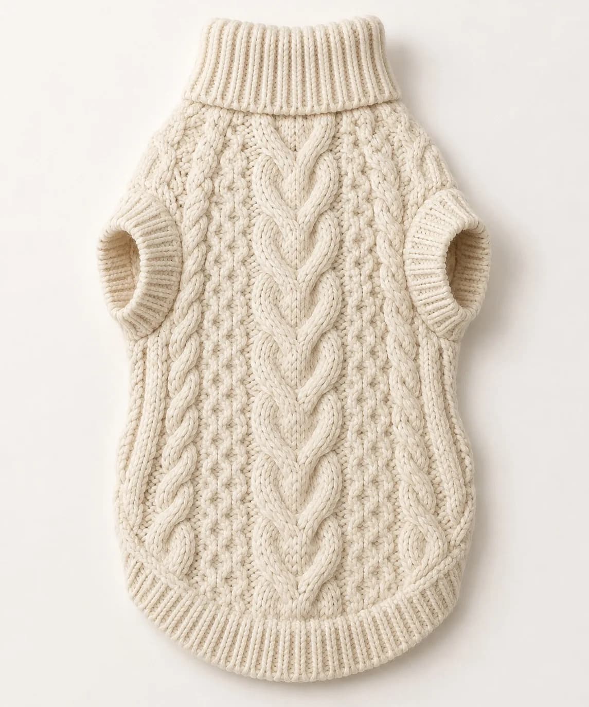 Aran Fisherman Dog Sweater - front reference (AI development concept)
