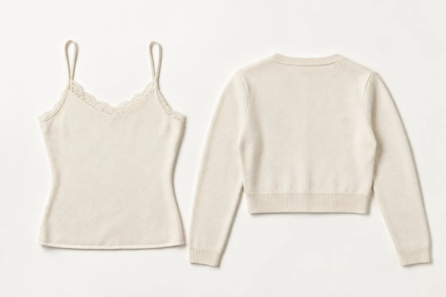 Women's Lace-Trim Knit Cami and Cropped Cardigan Set - back reference (AI development concept)