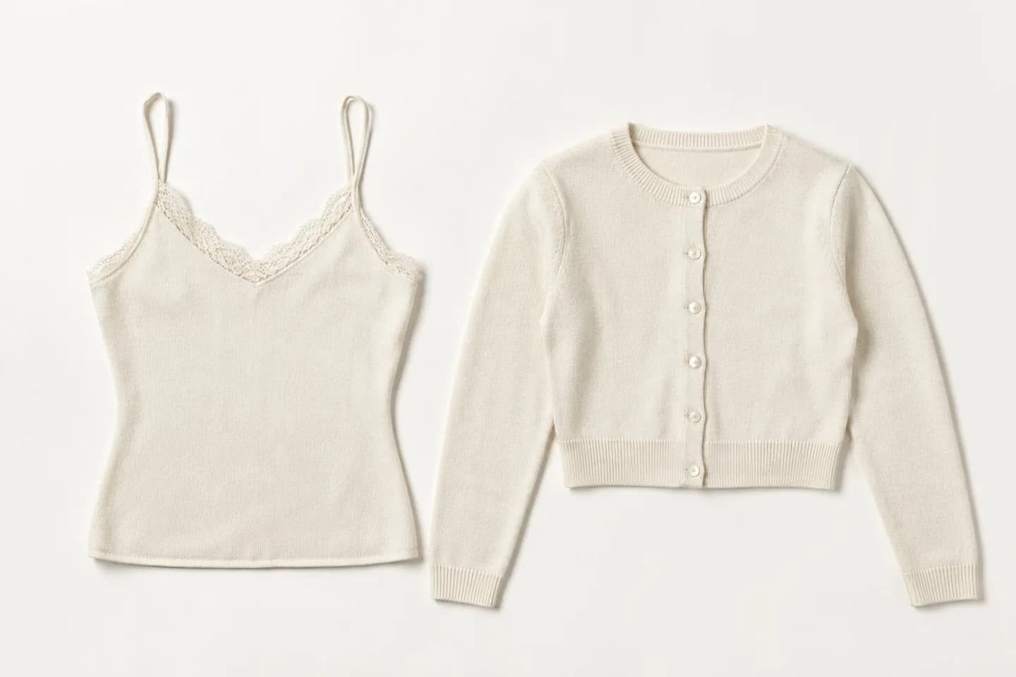 Women's Lace-Trim Knit Cami and Cropped Cardigan Set - front reference (AI development concept)