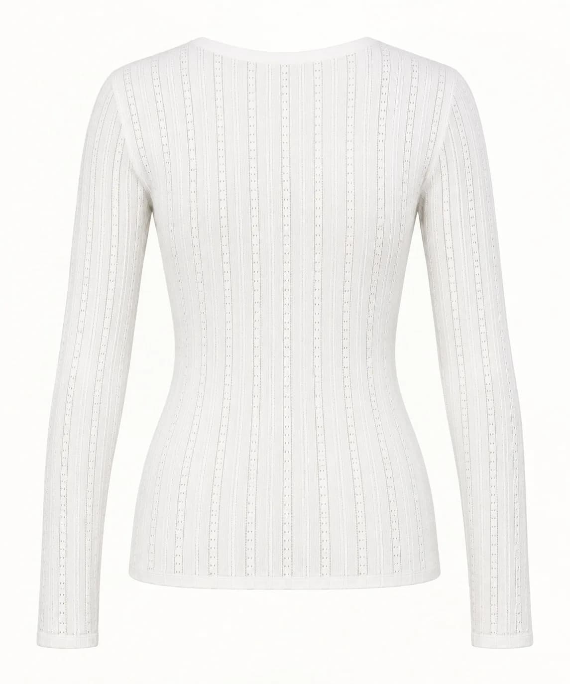 Women's Vertical Pointelle Long-Sleeve Knit Top - back reference (AI development concept)