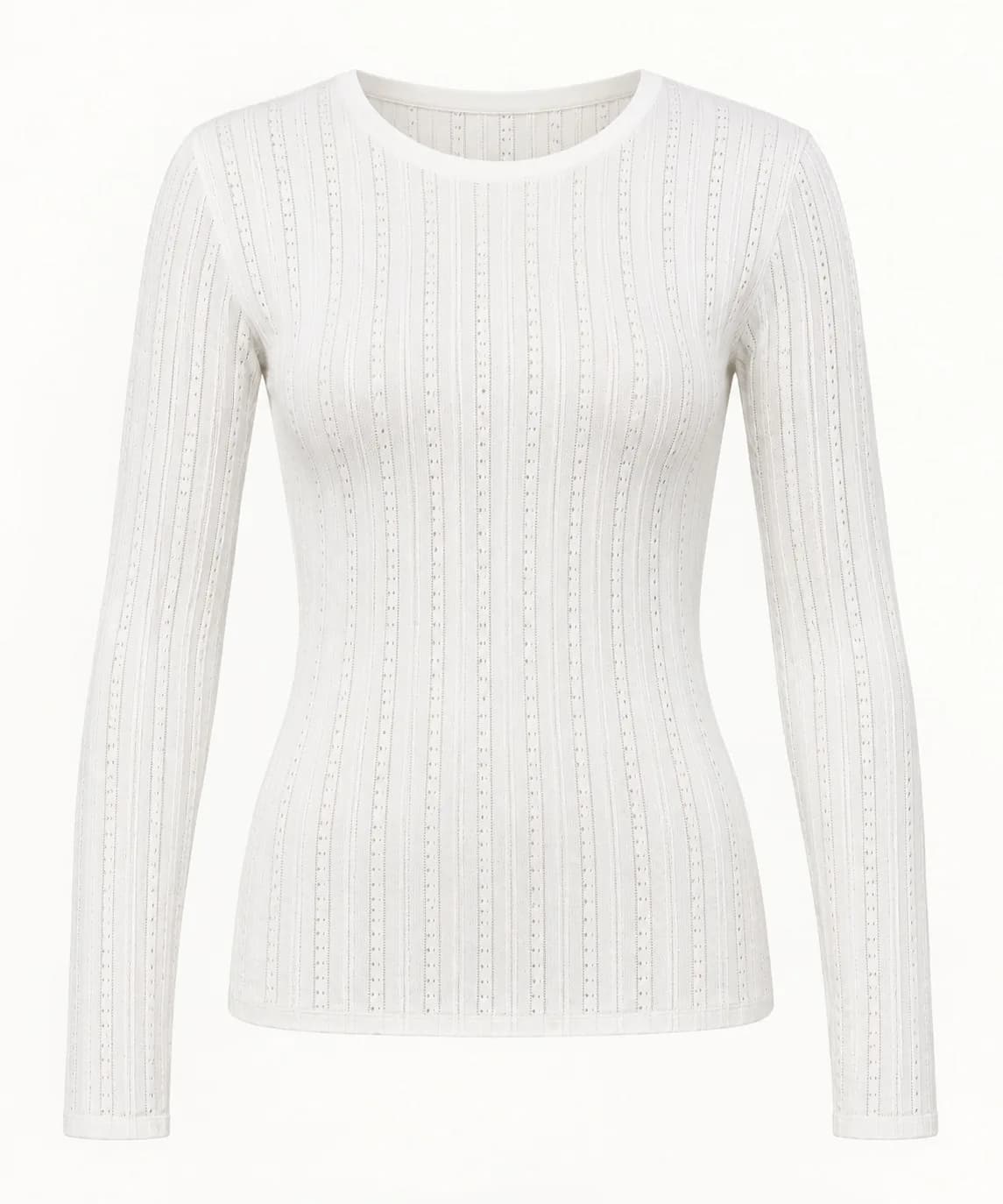 Women's Vertical Pointelle Long-Sleeve Knit Top - front reference (AI development concept)