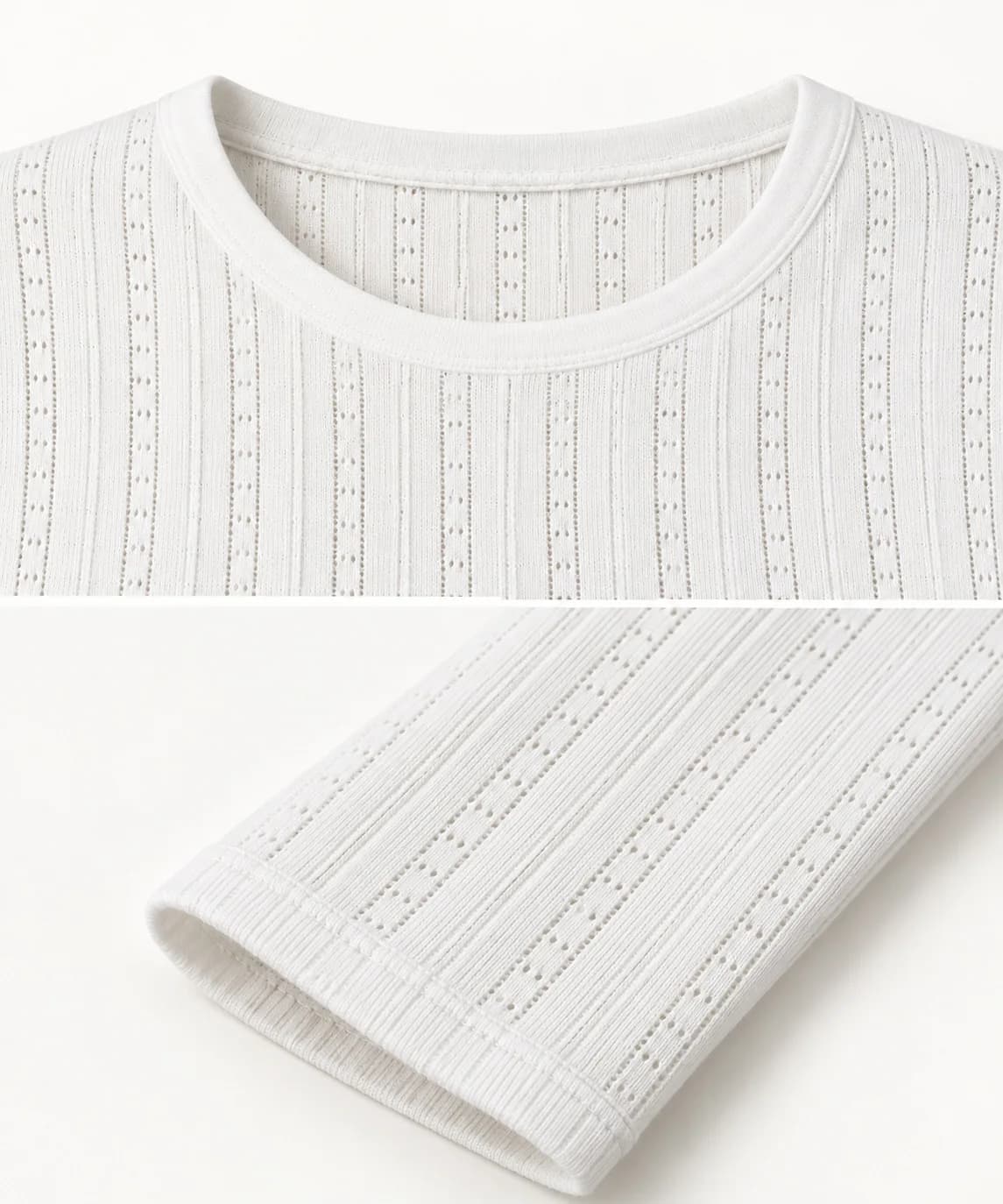 Women's Vertical Pointelle Long-Sleeve Knit Top - trim reference (AI development concept)