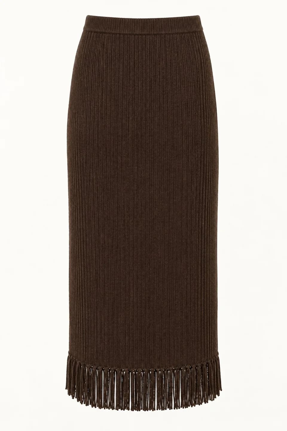 Women's Fringe-Hem Knit Midi Skirt - back reference (AI development concept)