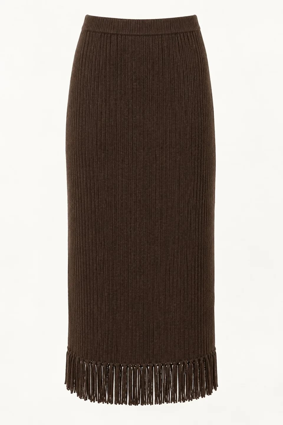 Women's Fringe-Hem Knit Midi Skirt - front reference (AI development concept)