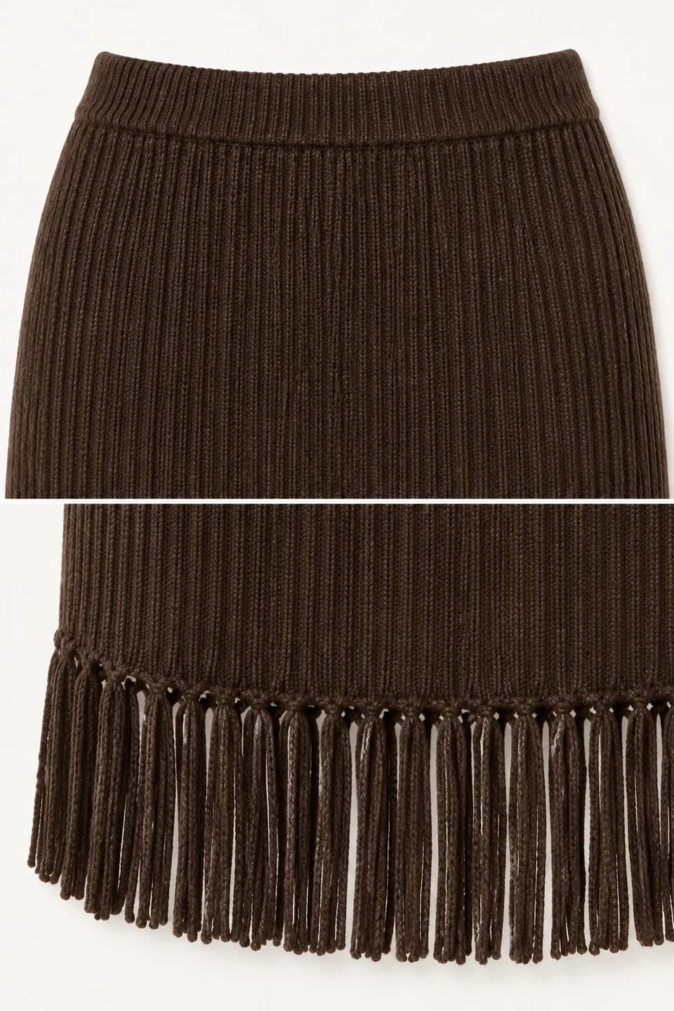 Women's Fringe-Hem Knit Midi Skirt - trim reference (AI development concept)