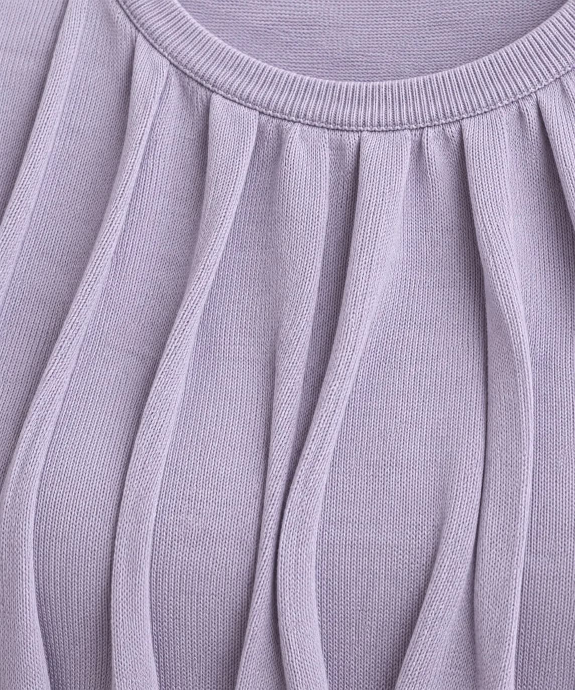 Womens Pleated Front Fine-Knit Short-Sleeve Top - texture reference (AI development concept)