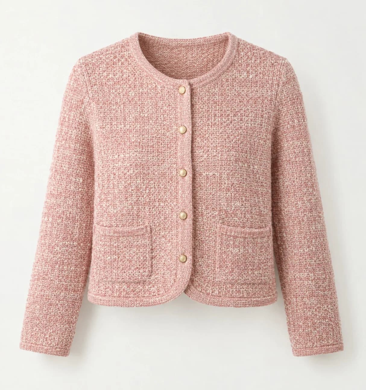 Women's Tonal Tweed-Effect Knit Cardigan - front reference (AI development concept)