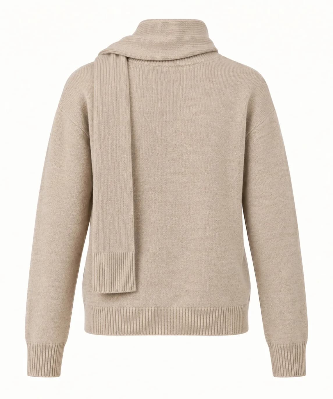 Womens Scarf-Collar Knit Sweater - back reference (AI development concept)